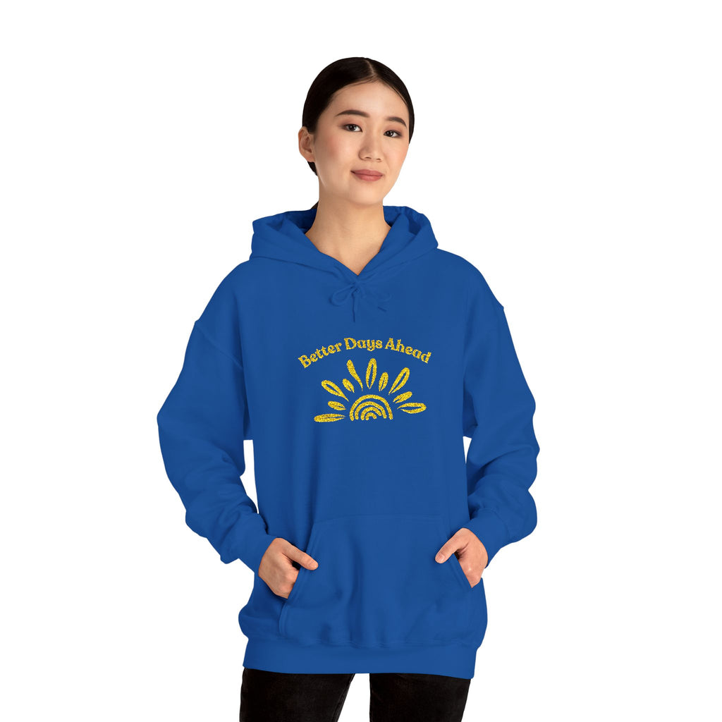 Hoodie | ‘Better Days Ahead’ Above a Sunrise  Embroidered Graphic