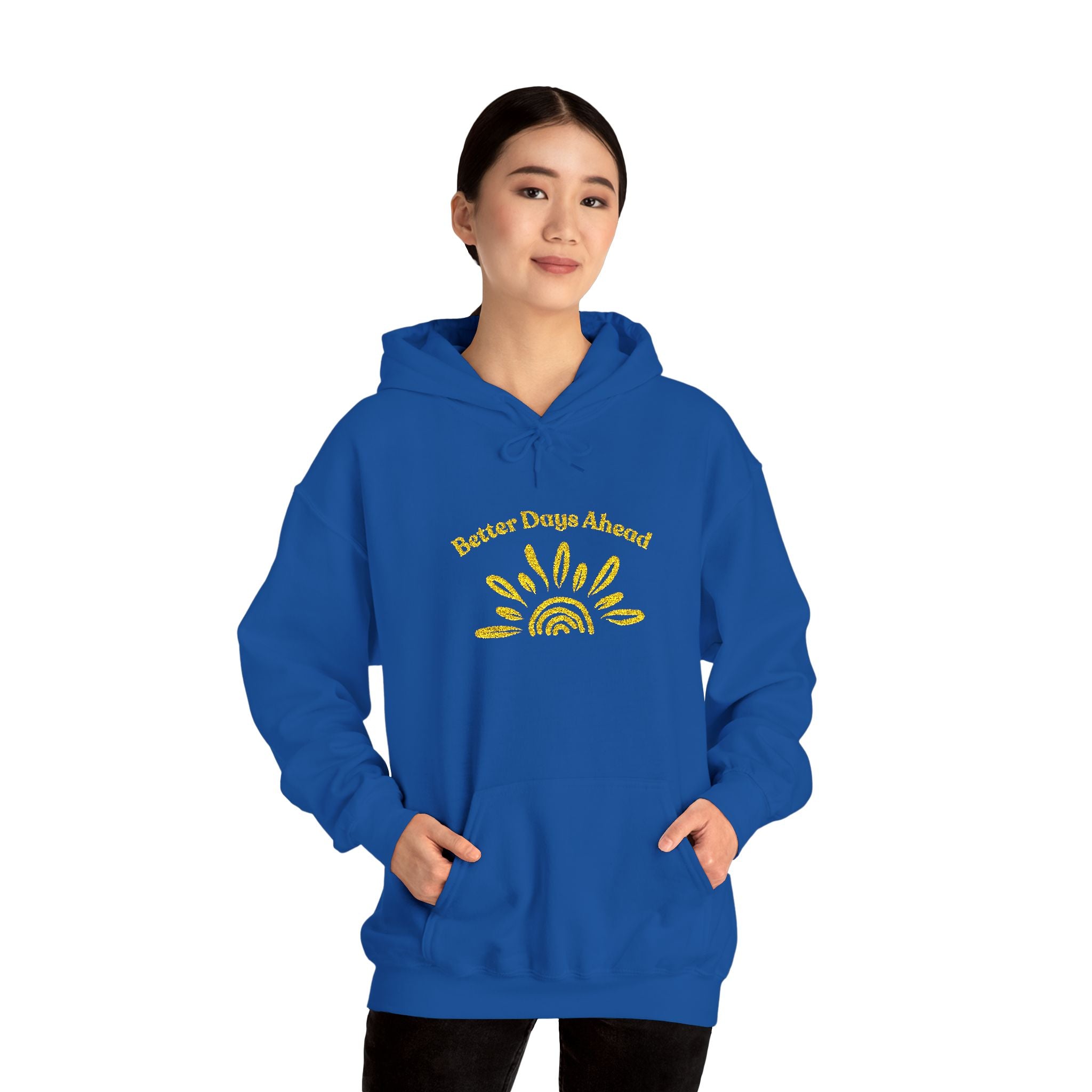 Hoodie | ‘Better Days Ahead’ Above a Sunrise  Embroidered Graphic