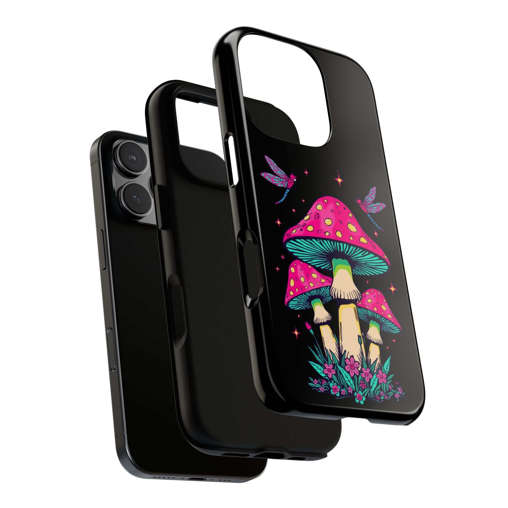 Phone Cases | Colorful Mushroom and Dragonfly Print Tough Case
