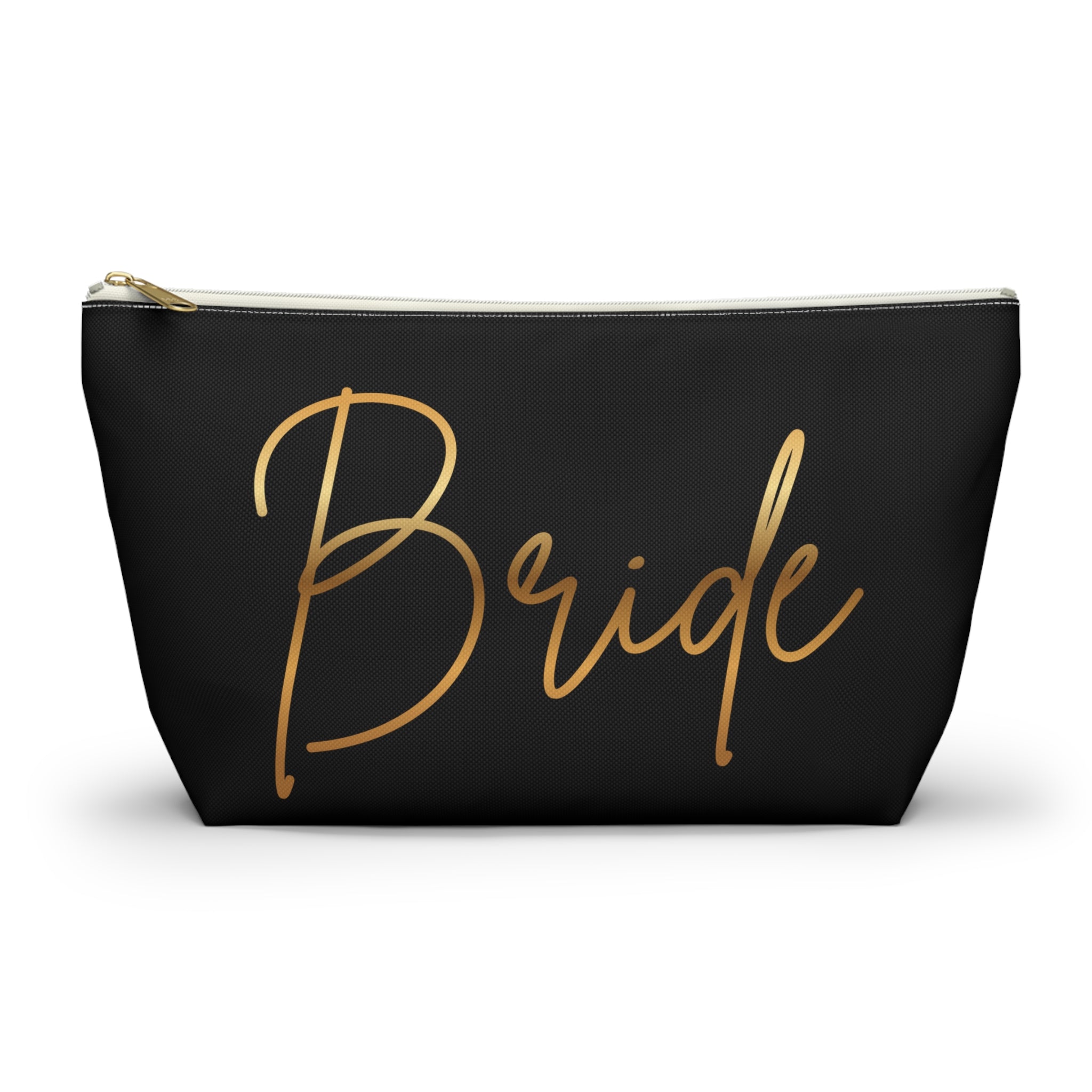 T Bottom Accessory Pouch | Bride in Gold Script Cosmetic Bag