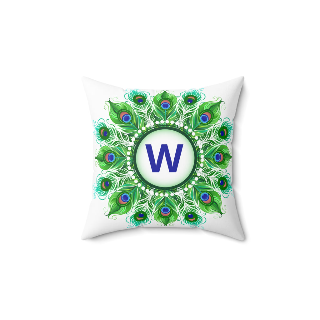Throw Pillow | Peacock Feather Monogram Pillow