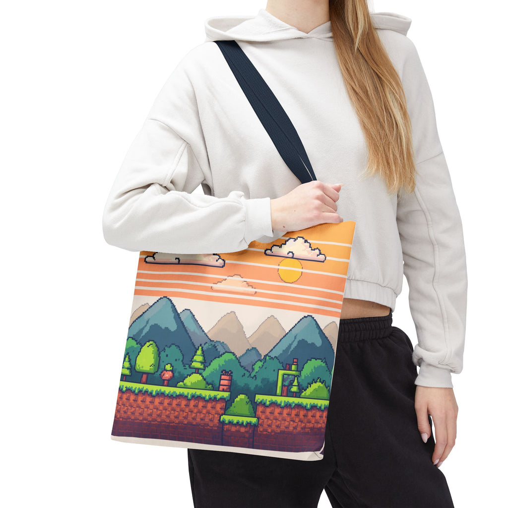 Tote Bag | Pixel Sunset Mountain Gamer Tote