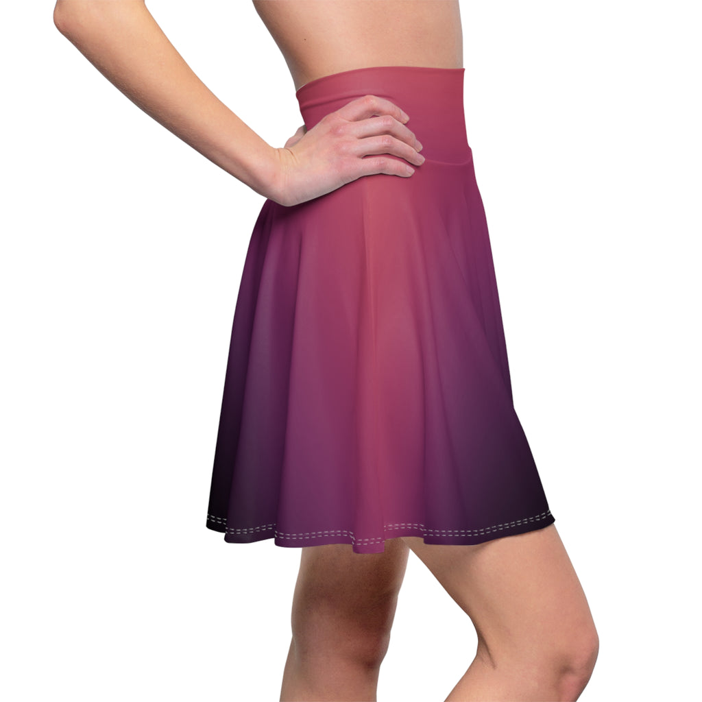 Women's Skater Skirt | Ombre Pink to Deep Plum Flared A-line Fashion