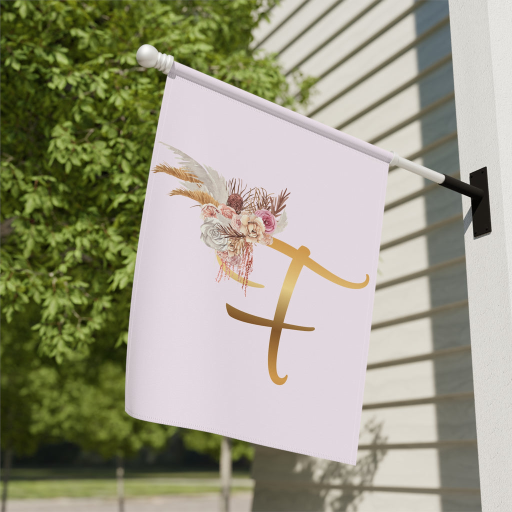 Home & Garden Banner | 'F' Monogram Blush Petals Flag