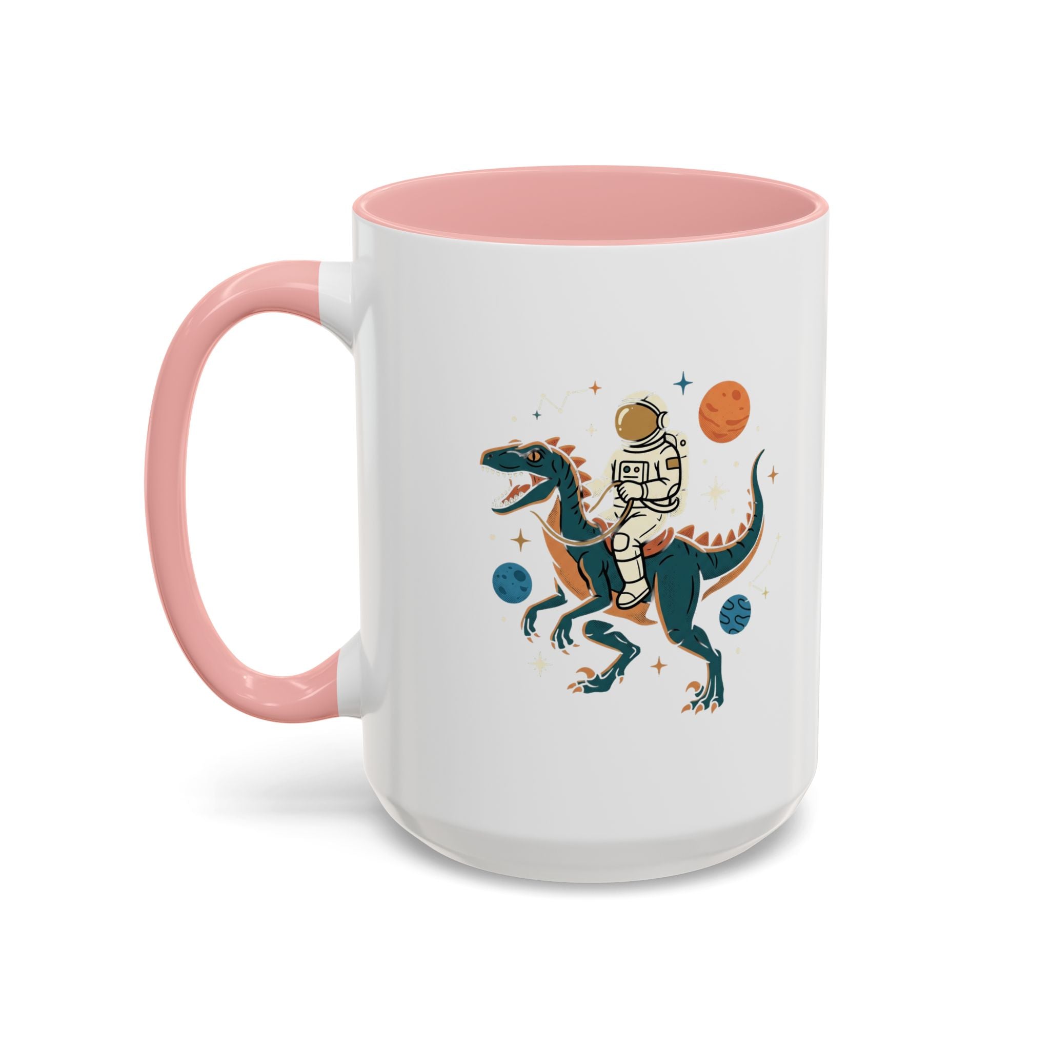 Coffee Mug | Astronaut Riding Velociraptor Accent Mug