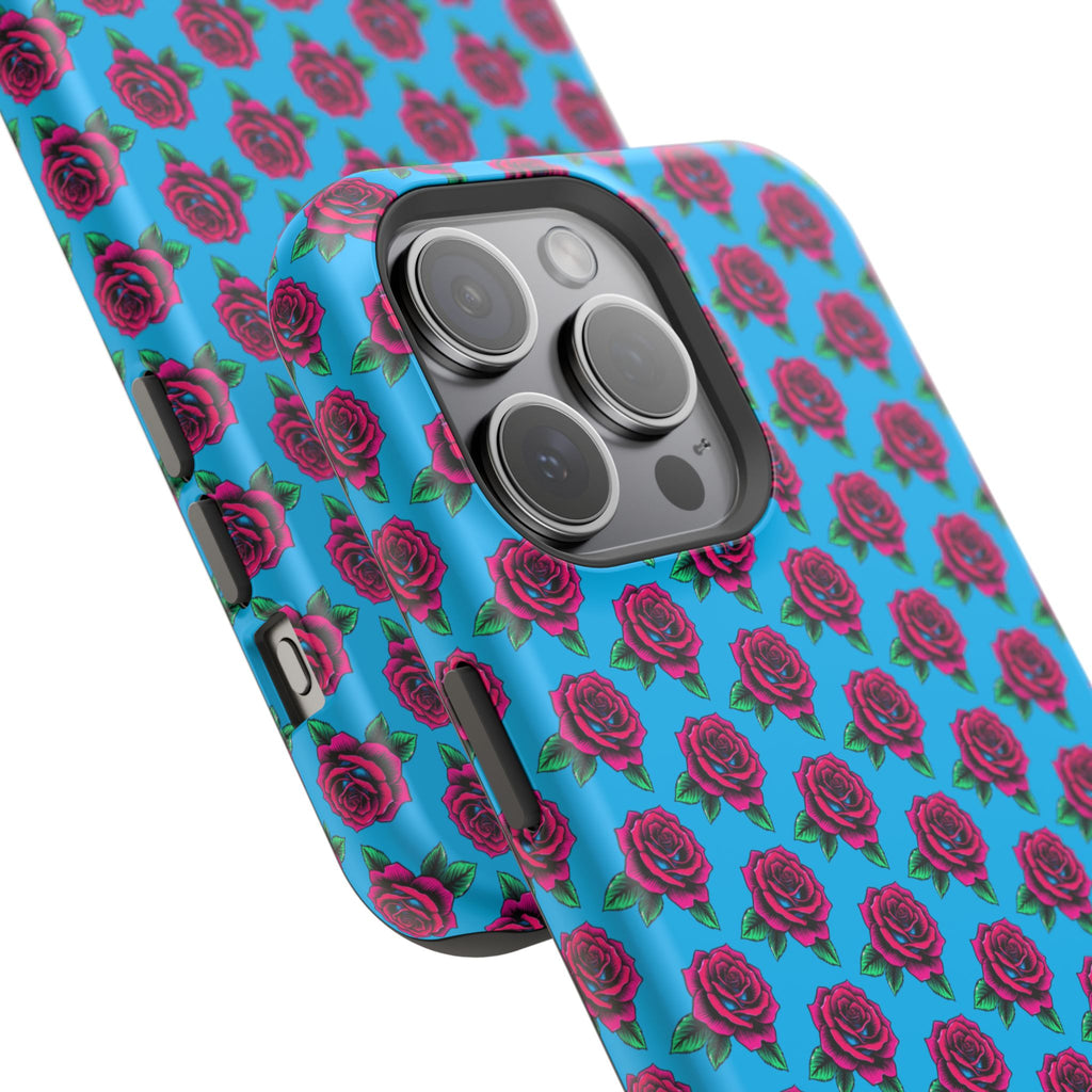 Phone Cases | Bright Rose Pattern Magnetic Impact-Resistant Case