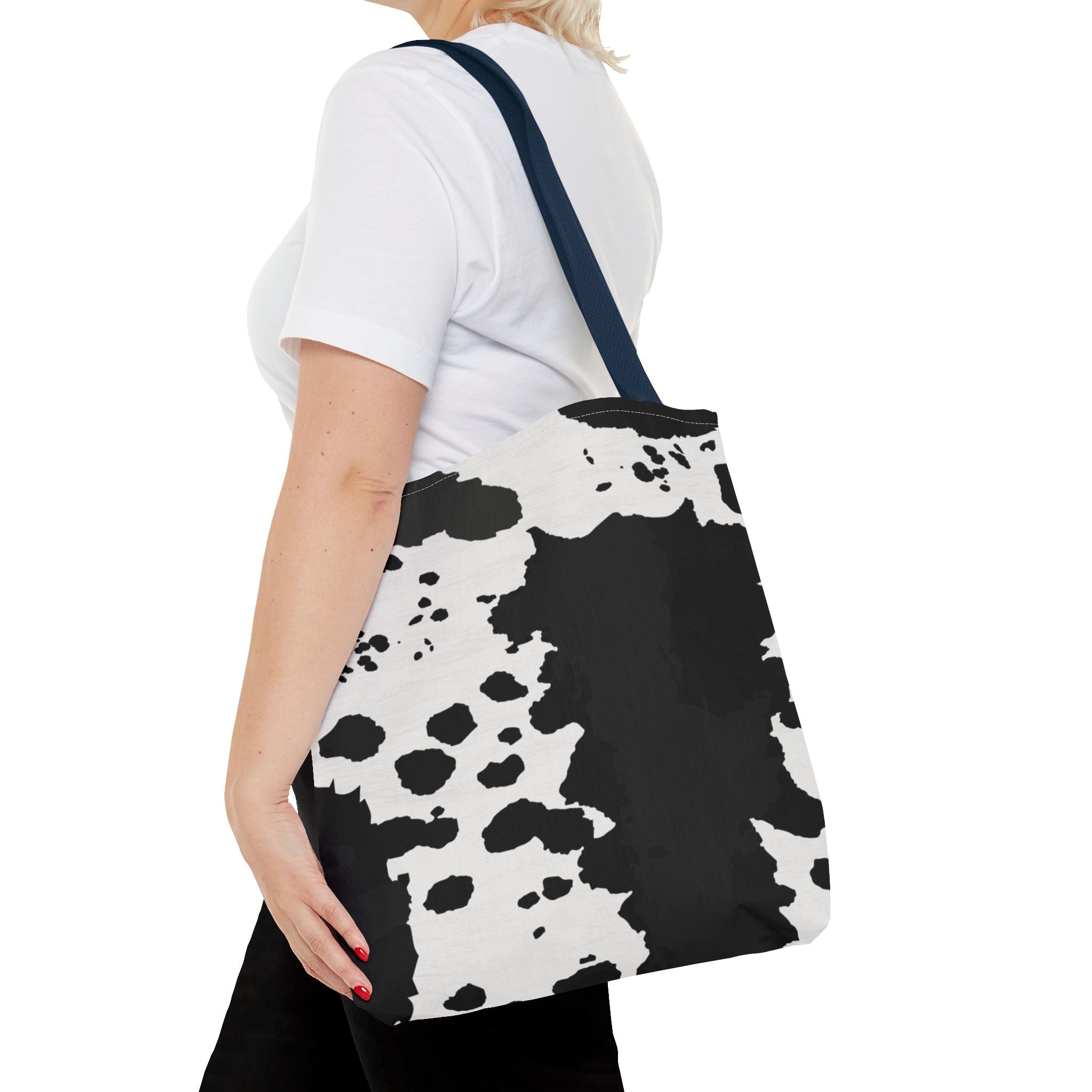 Tote Bag | Black & White Cow Print Patterned Shoulder Tote