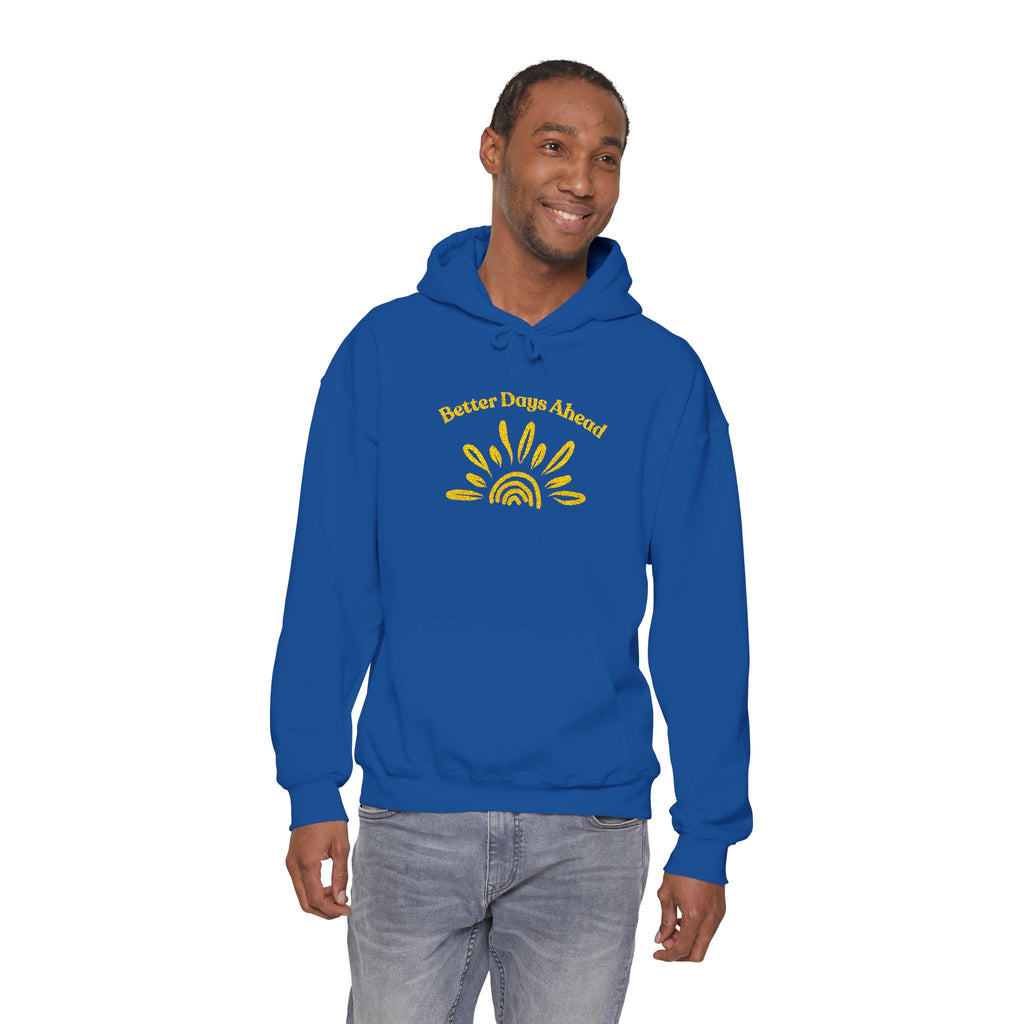 Hoodie | ‘Better Days Ahead’ Above a Sunrise  Embroidered Graphic