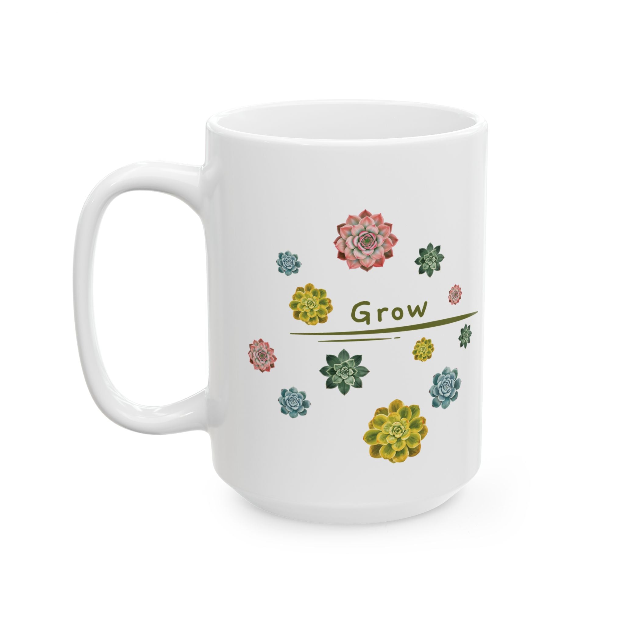 Coffee Mug | 11oz or 15oz 'Grow' Succulent Ceramic Mug