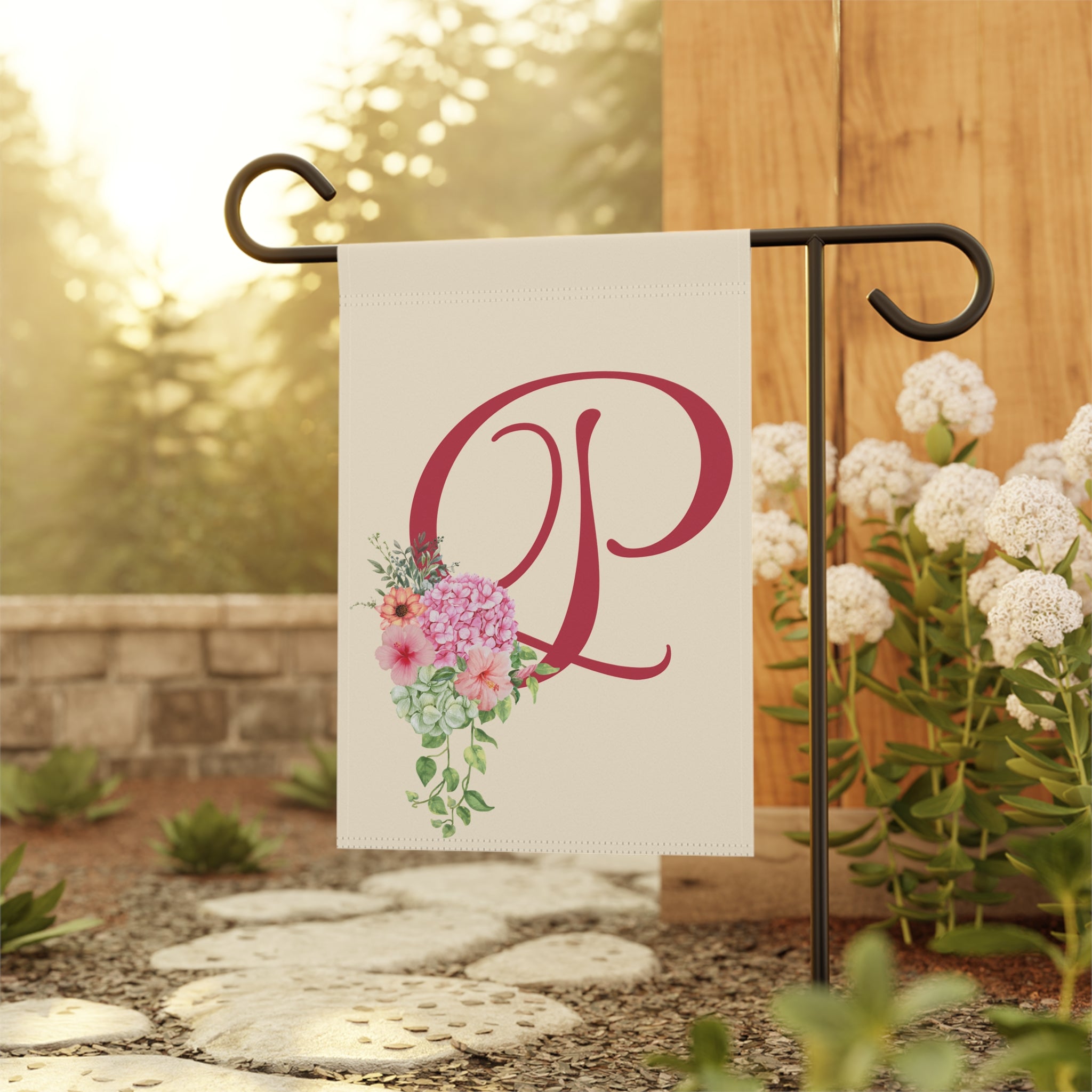 Home & Garden Banner | 'P' Monogram Vivid Elegant Garden Flag
