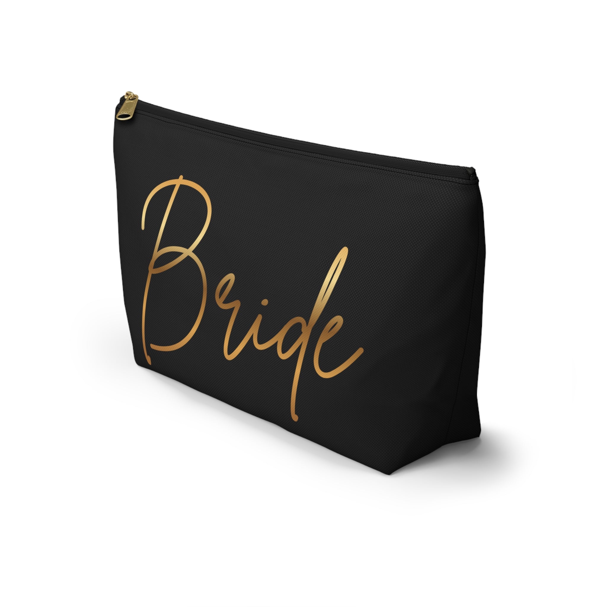 T Bottom Accessory Pouch | Bride in Gold Script Cosmetic Bag