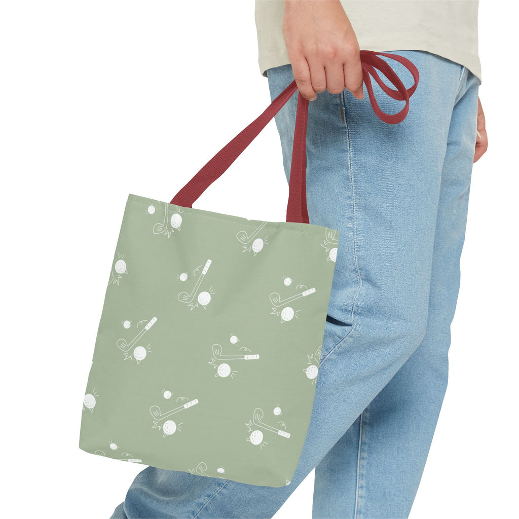 Tote Bag | Sage Green and Golf Pattern Shoulder Bag