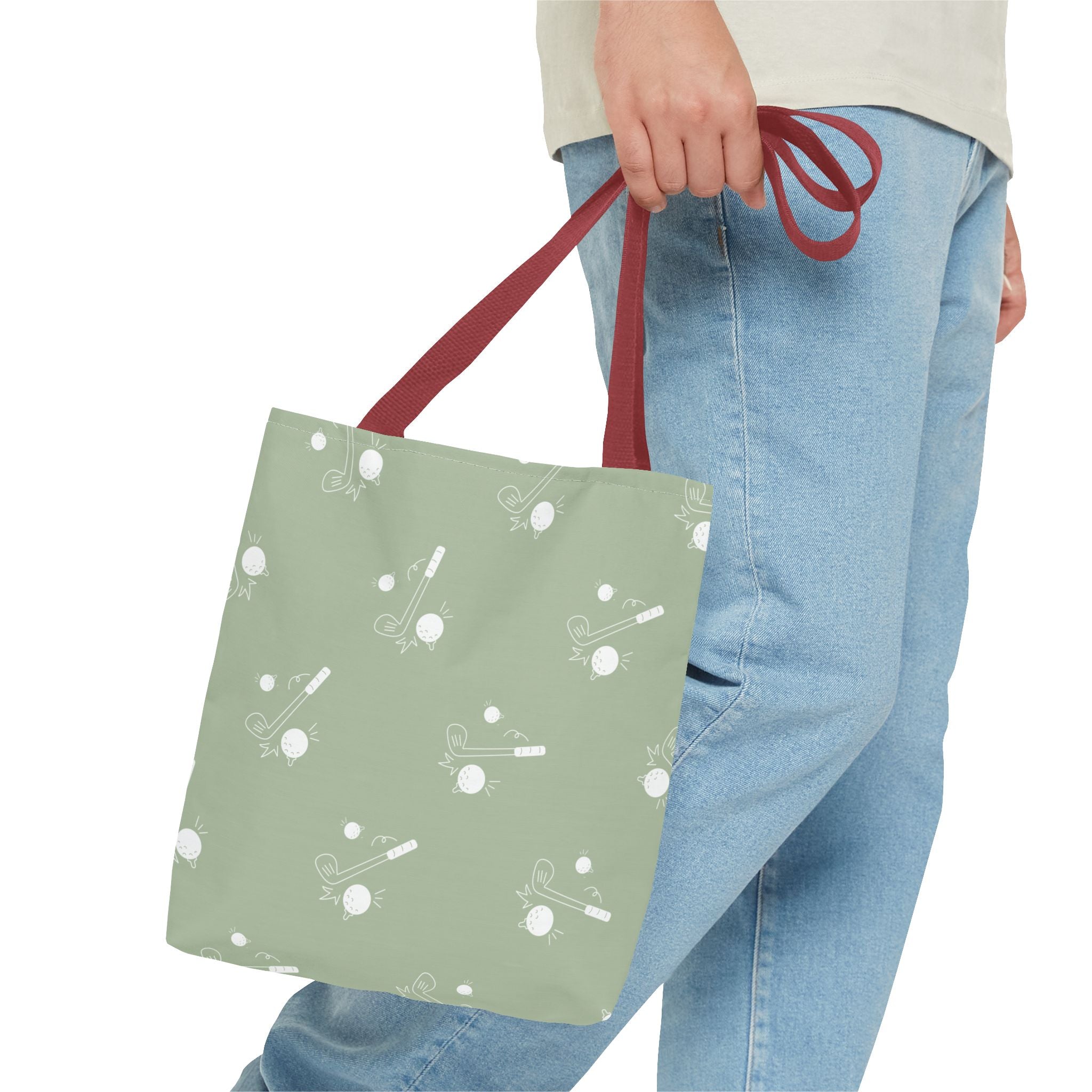 Tote Bag | Sage Green and Golf Pattern Shoulder Bag