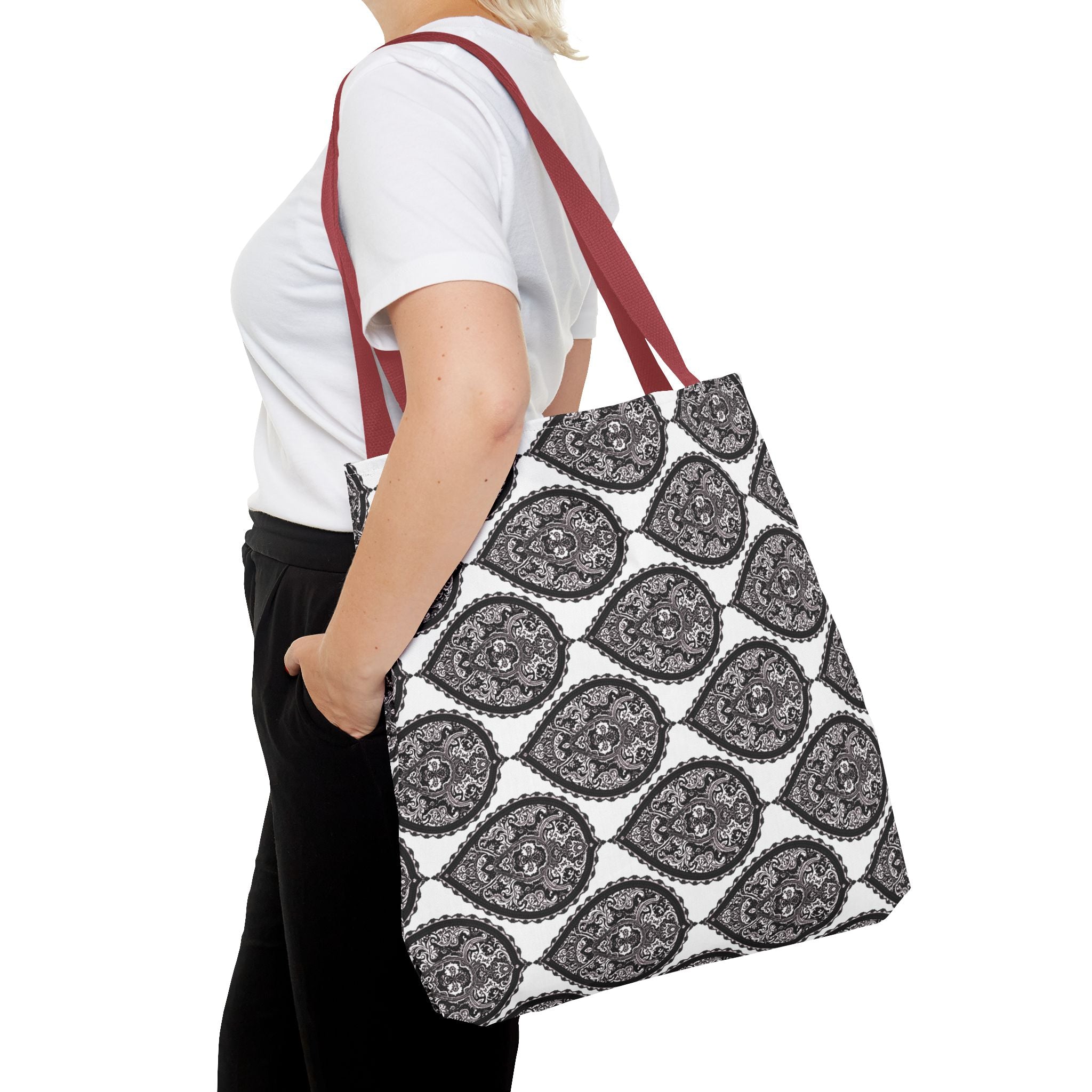 Tote Bag | Black & White Paisley Pattern