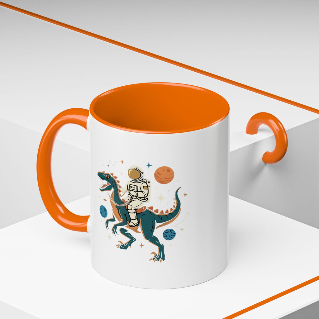 Coffee Mug | Astronaut Riding Velociraptor Accent Mug