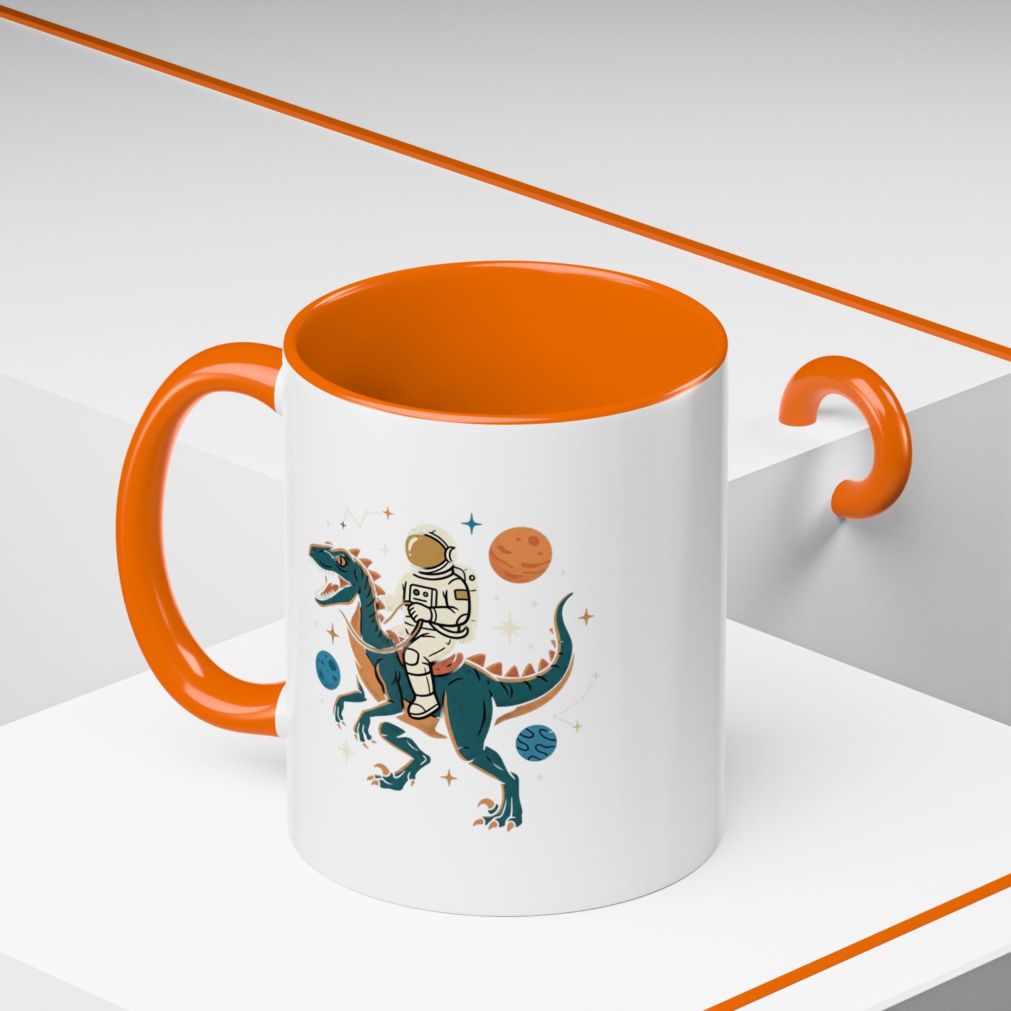 Coffee Mug | Astronaut Riding Velociraptor Accent Mug