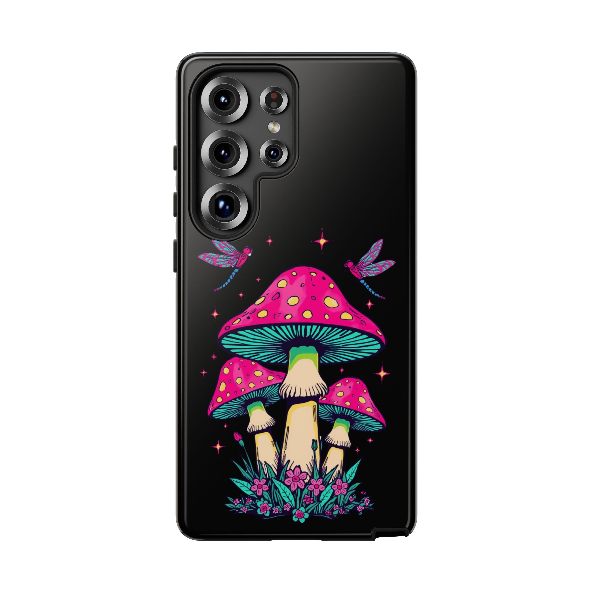 Phone Cases | Colorful Mushroom and Dragonfly Print Tough Case