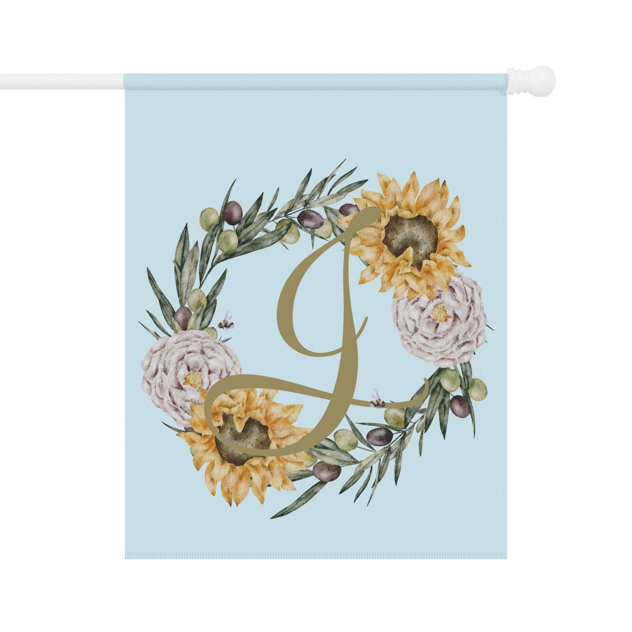 Home & Garden Banner | 'J' Monogram Boho Sunflower Flag