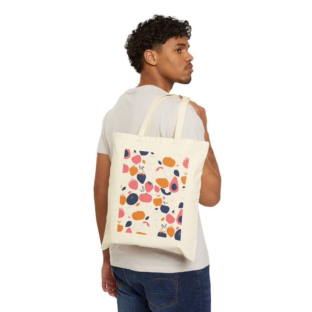 Tote Bag | Abstract Fruit Pattern Canvas Grocery Tote
