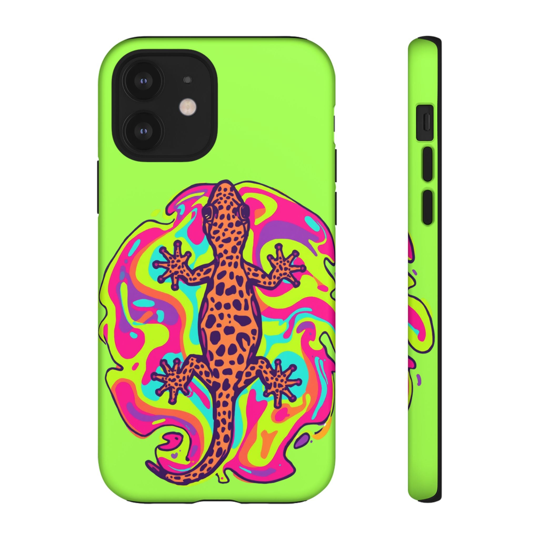 Phone Cases | Neon Leopard Gecko Swirl Phone Case