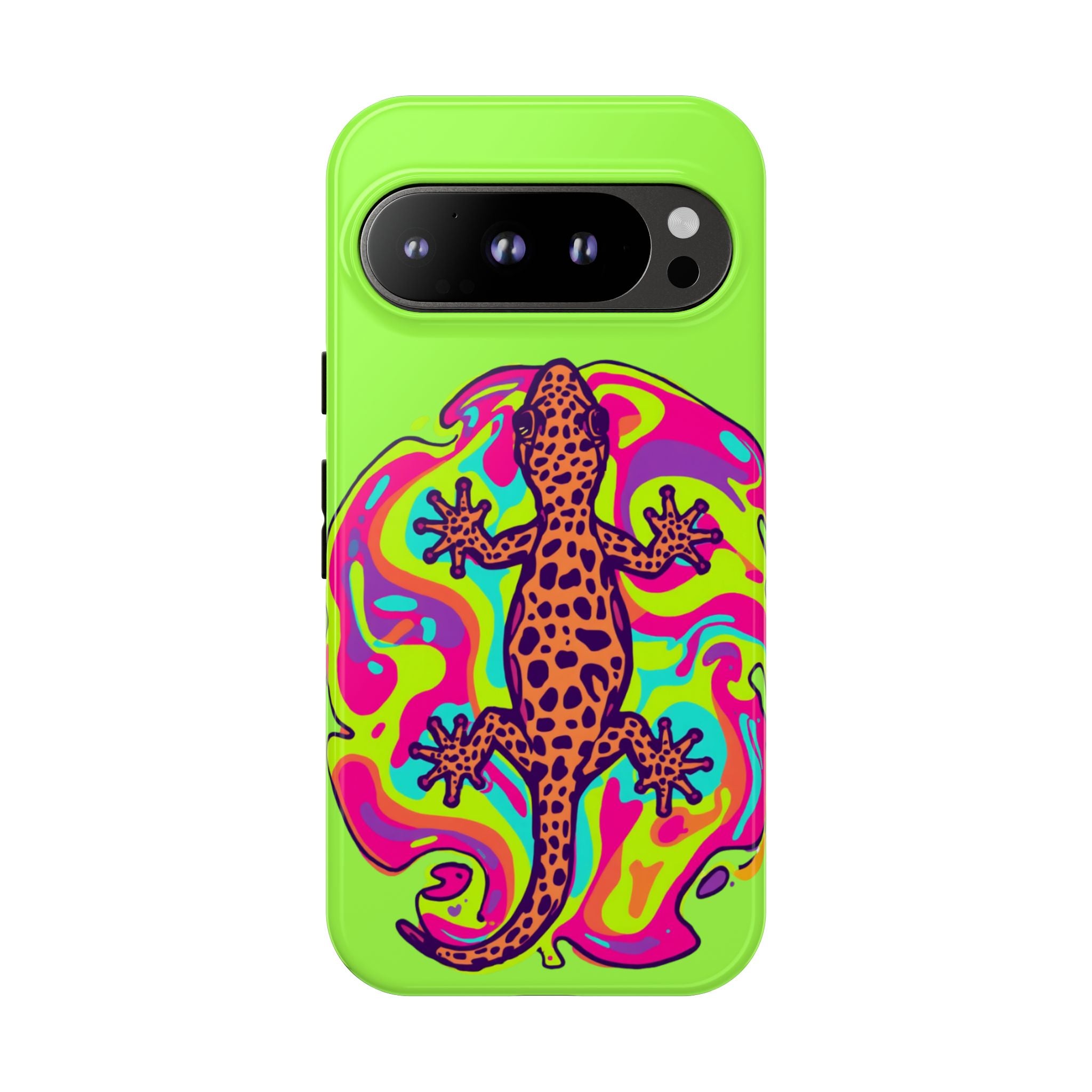 Phone Cases | Neon Leopard Gecko Swirl Phone Case