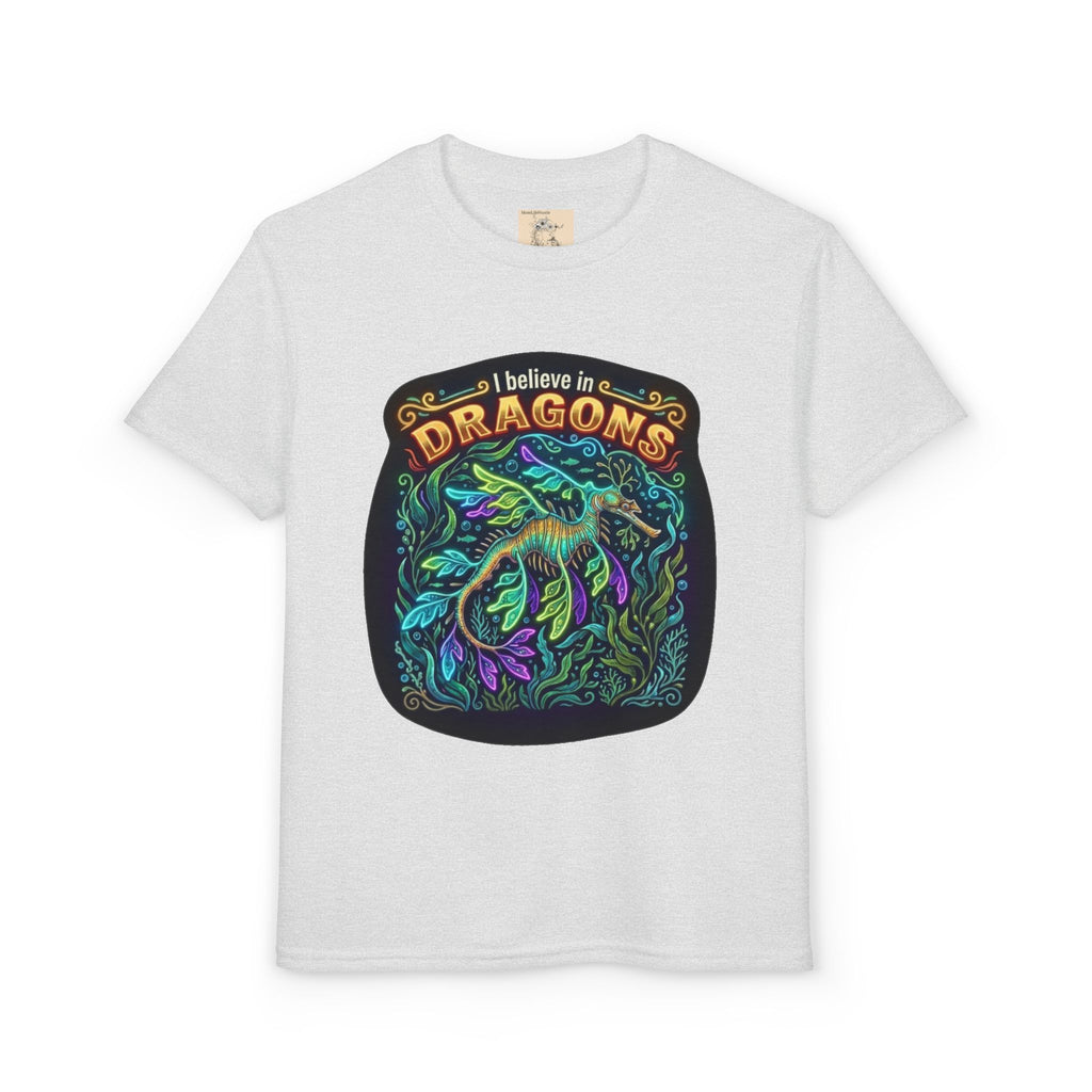 T-Shirt | 'I Believe in Dragons' Colorful Dragon Graphic Youth Tee