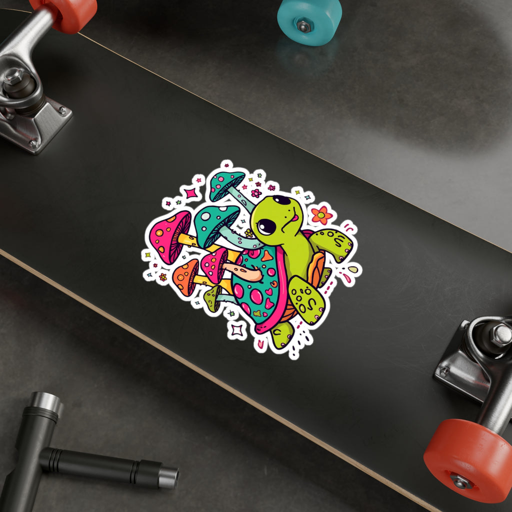 Vinyl Decal | Colorful Cute Mushroom Turtle Kiss-Cut Sticker