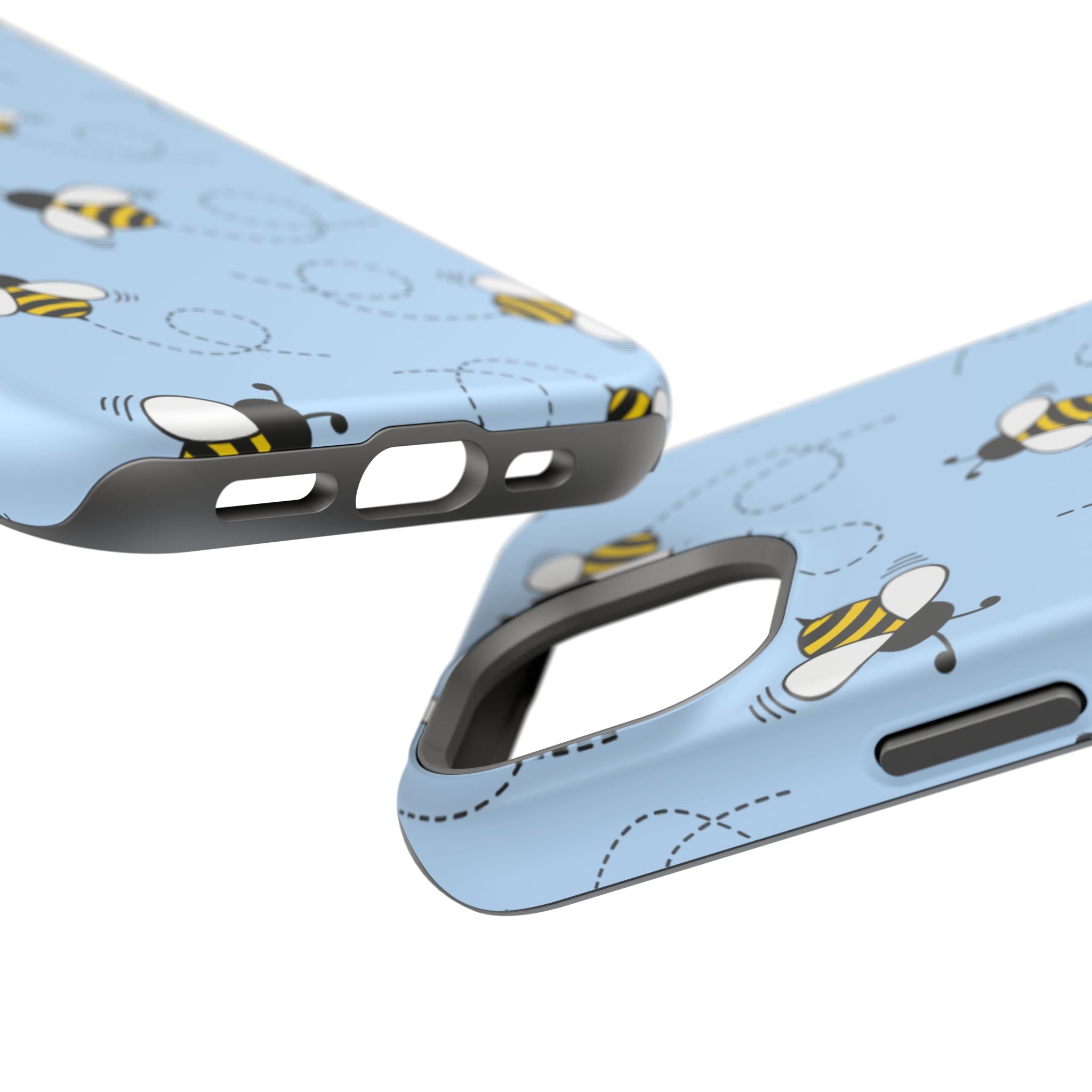 Phone Case | Sky Blue Bee Pattern Magnetic Impact-Resistant Phone Case