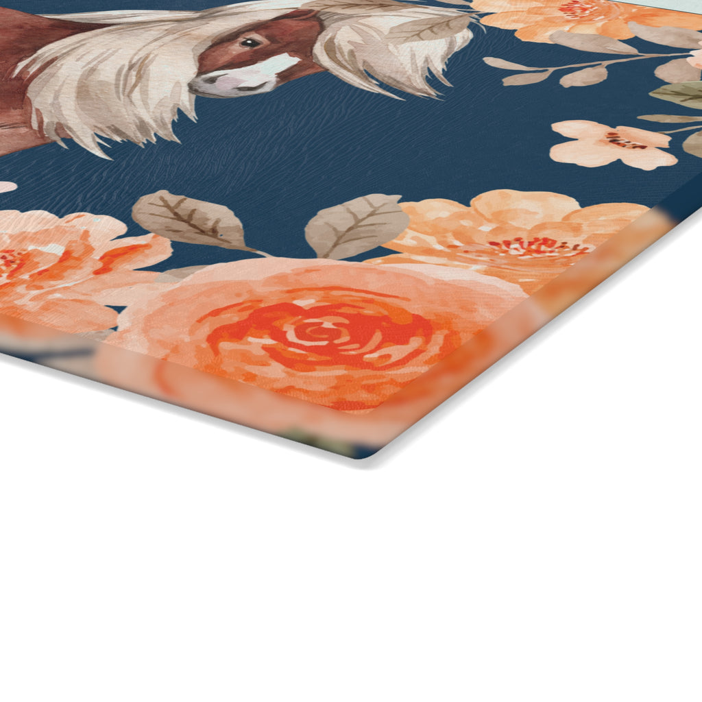Glass Cutting Board | Floral Pony Kitchen Chopping Board