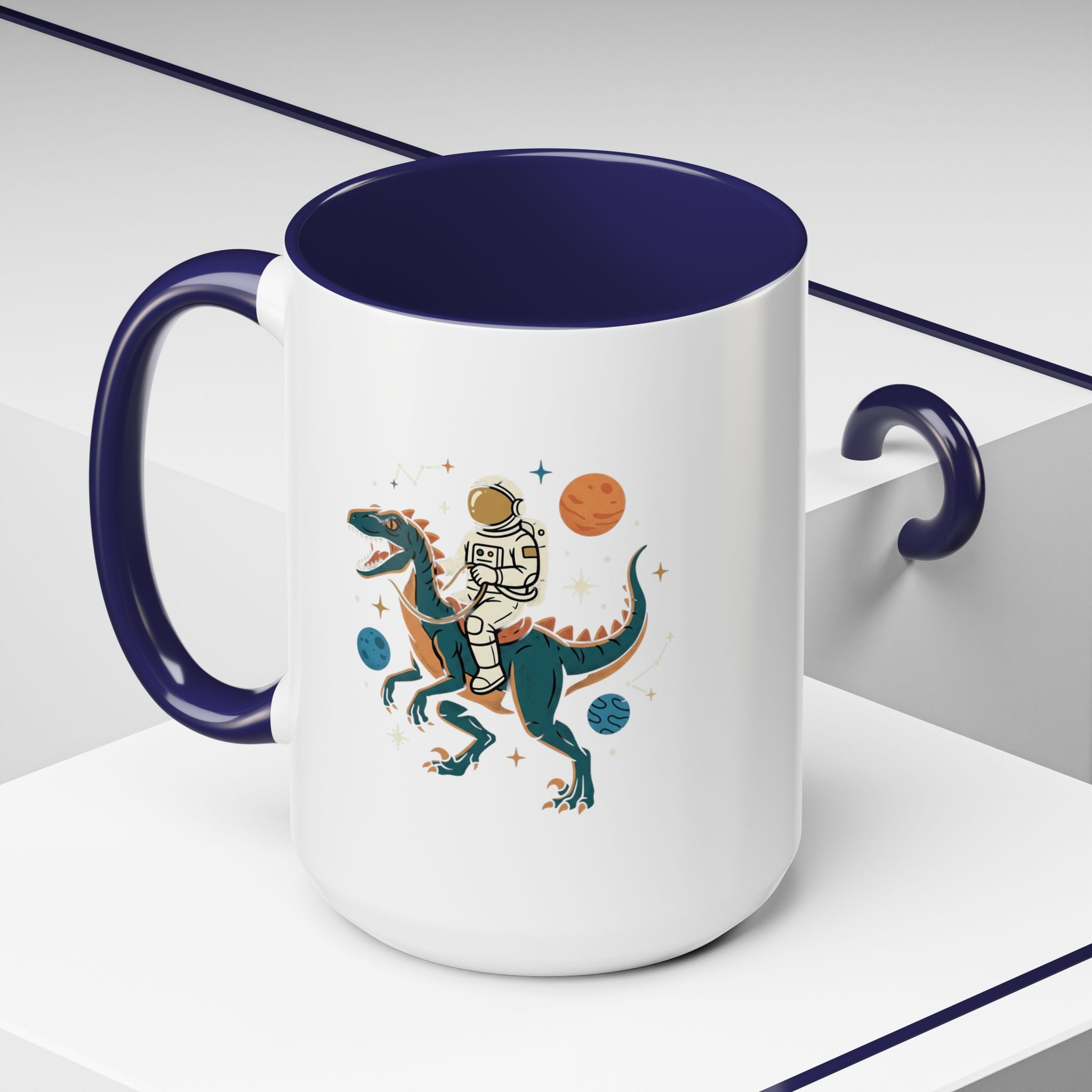 Coffee Mug | Astronaut Riding Velociraptor Accent Mug