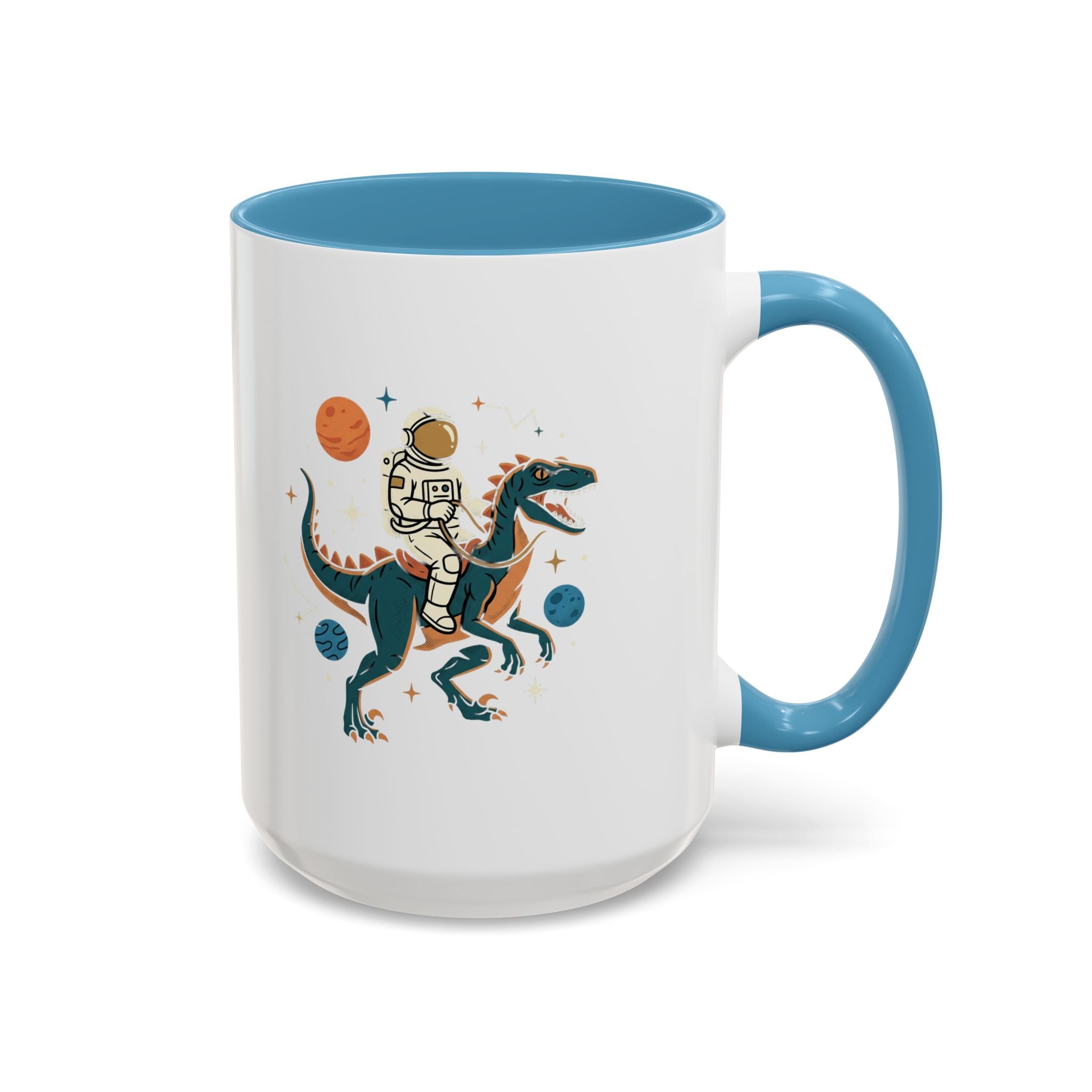 Coffee Mug | Astronaut Riding Velociraptor Accent Mug