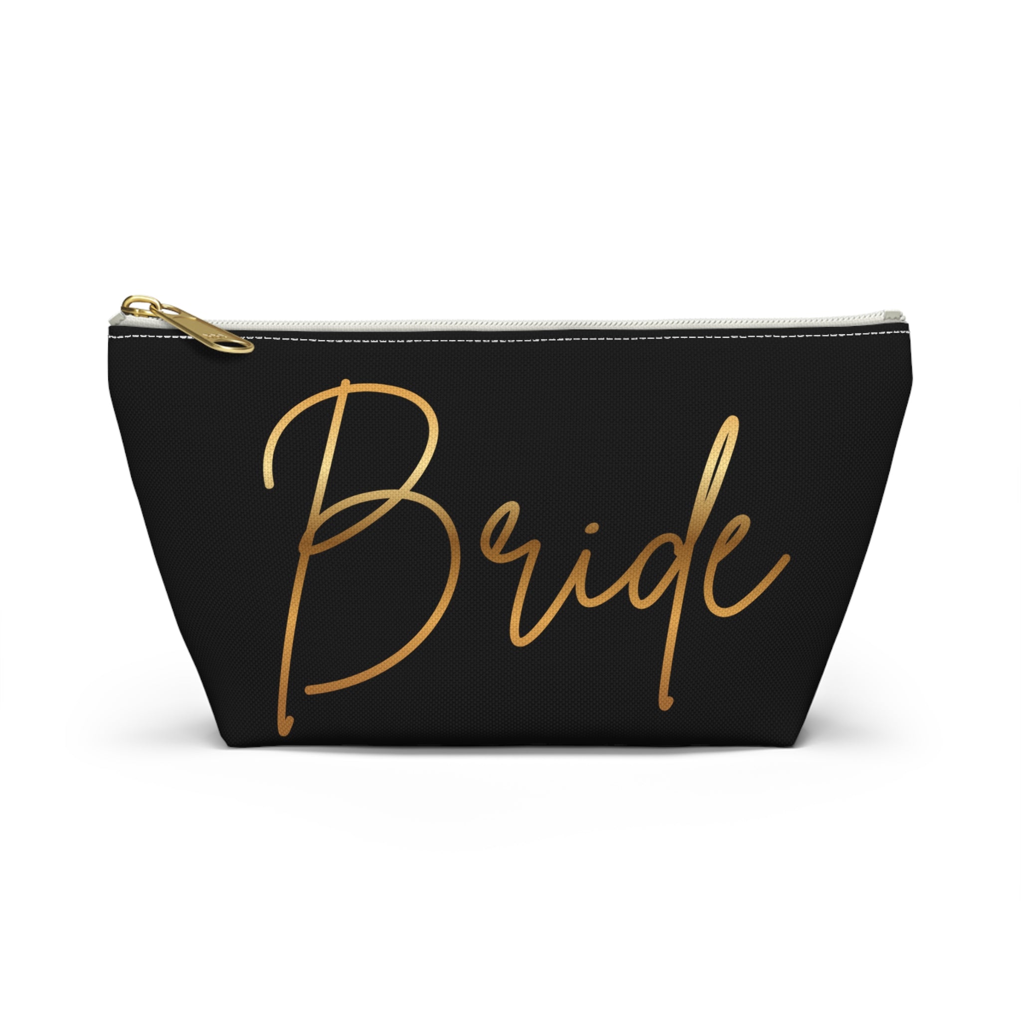 T Bottom Accessory Pouch | Bride in Gold Script Cosmetic Bag