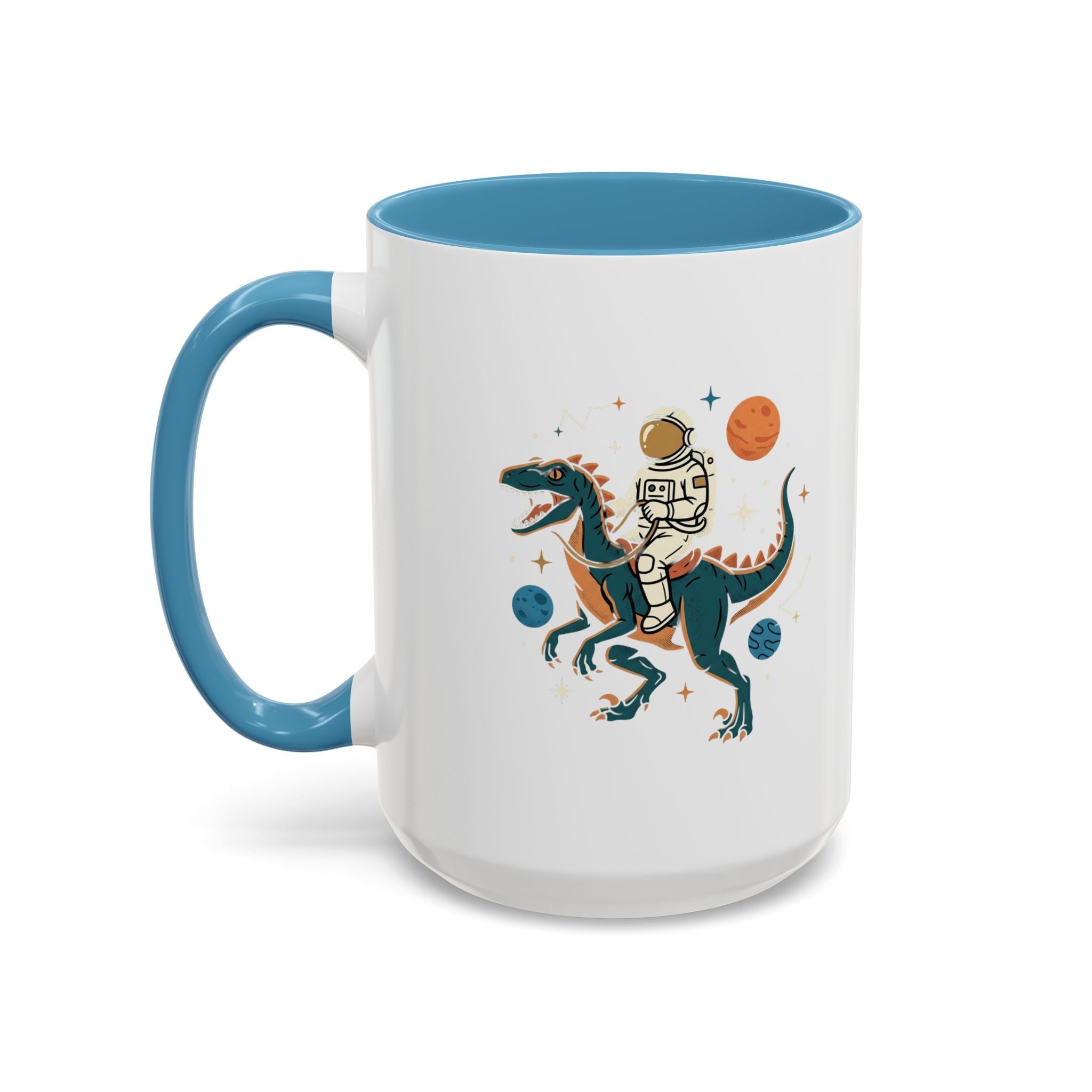Coffee Mug | Astronaut Riding Velociraptor Accent Mug