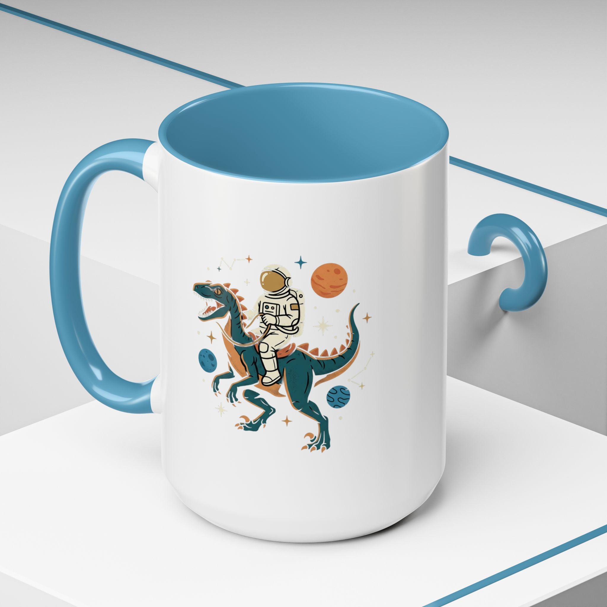 Coffee Mug | Astronaut Riding Velociraptor Accent Mug