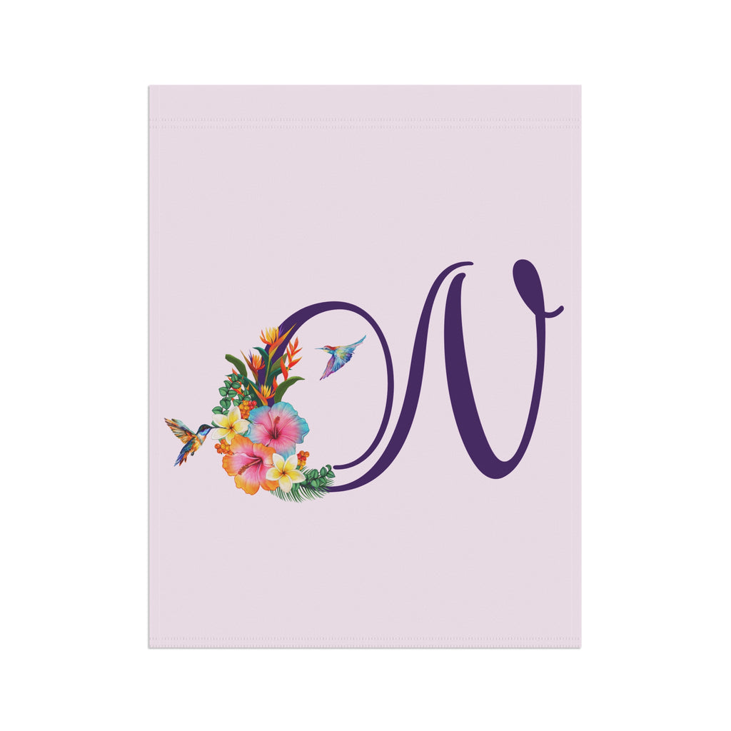 Home & Garden Banner | 'N' Monogram Tropical Hummingbirds Flag