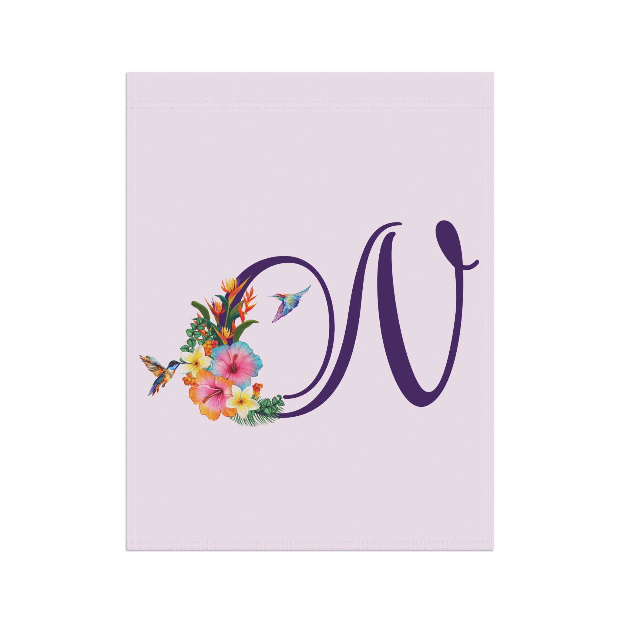 Home & Garden Banner | 'N' Monogram Tropical Hummingbirds Flag