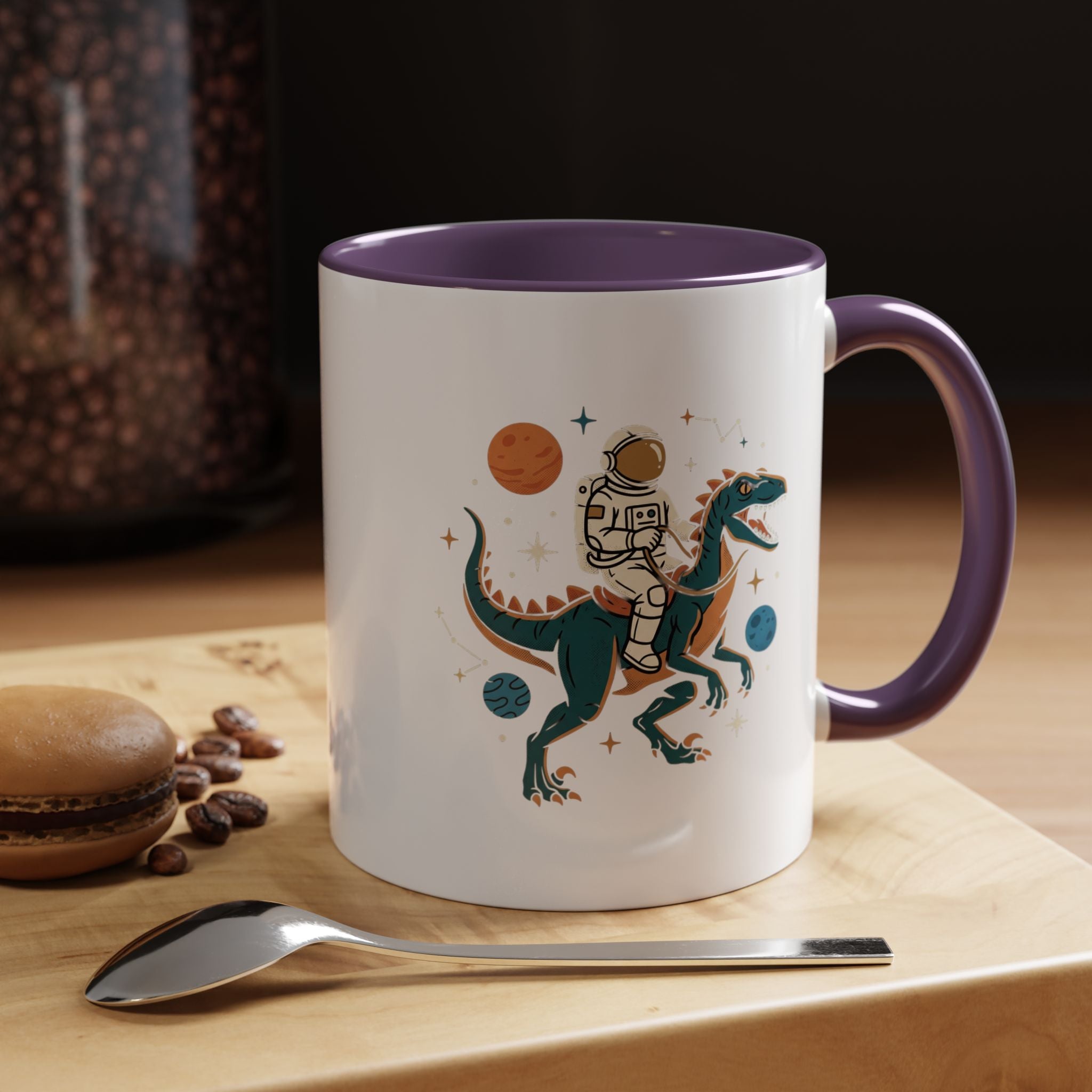 Coffee Mug | Astronaut Riding Velociraptor Accent Mug