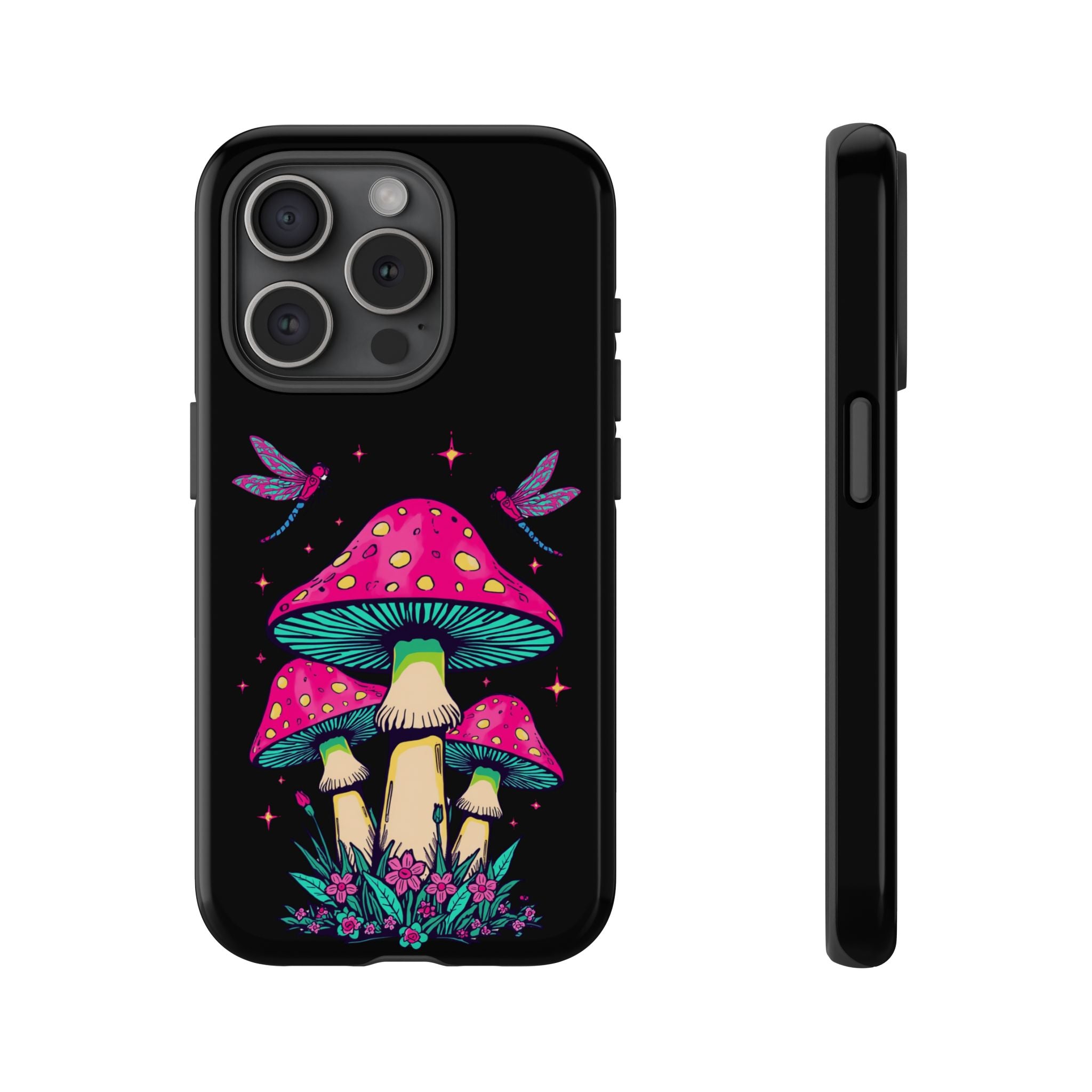 Phone Cases | Colorful Mushroom and Dragonfly Print Tough Case