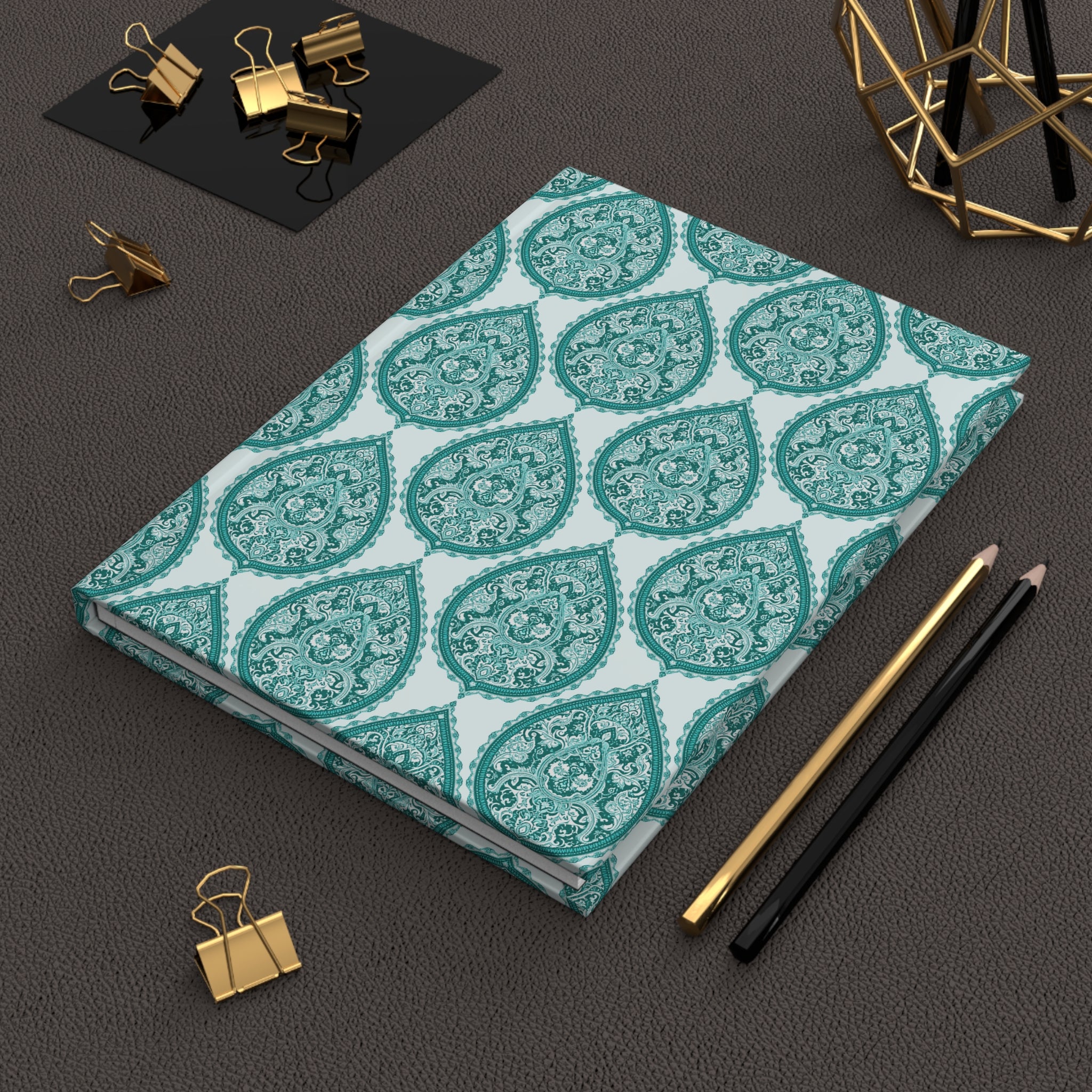 Journal | Decorative Boho Teal Paisley Hardcover  Notebook