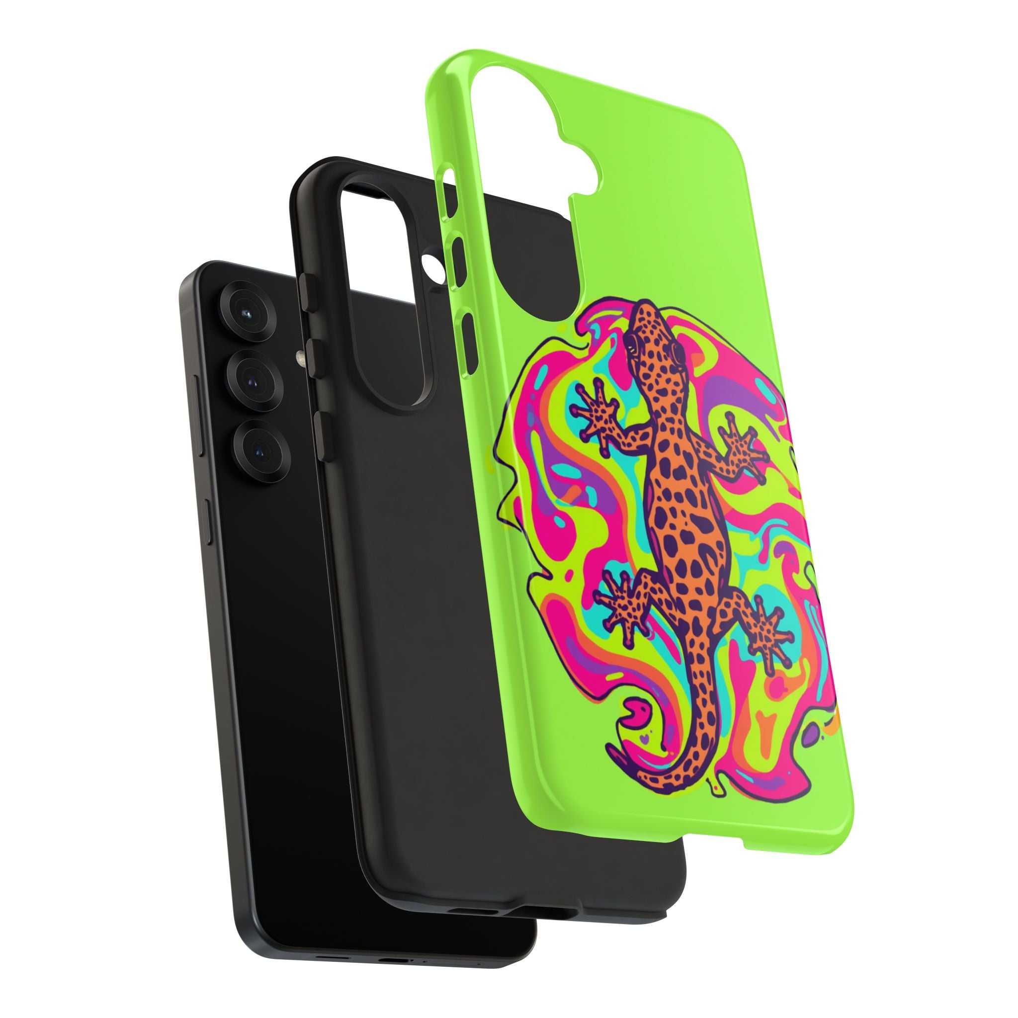 Phone Cases | Neon Leopard Gecko Swirl Phone Case