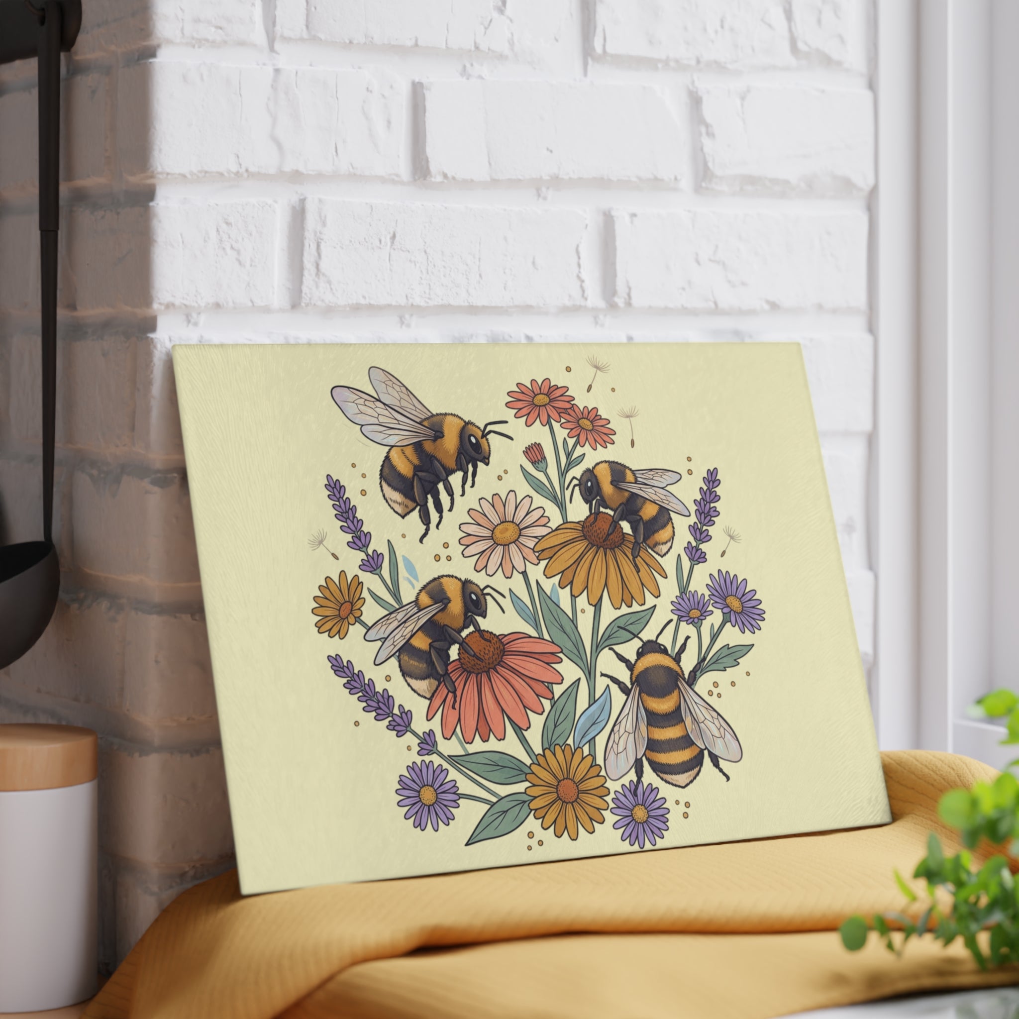 Glass Cutting Board | Bee and Wildflowers Kitchen Decor
