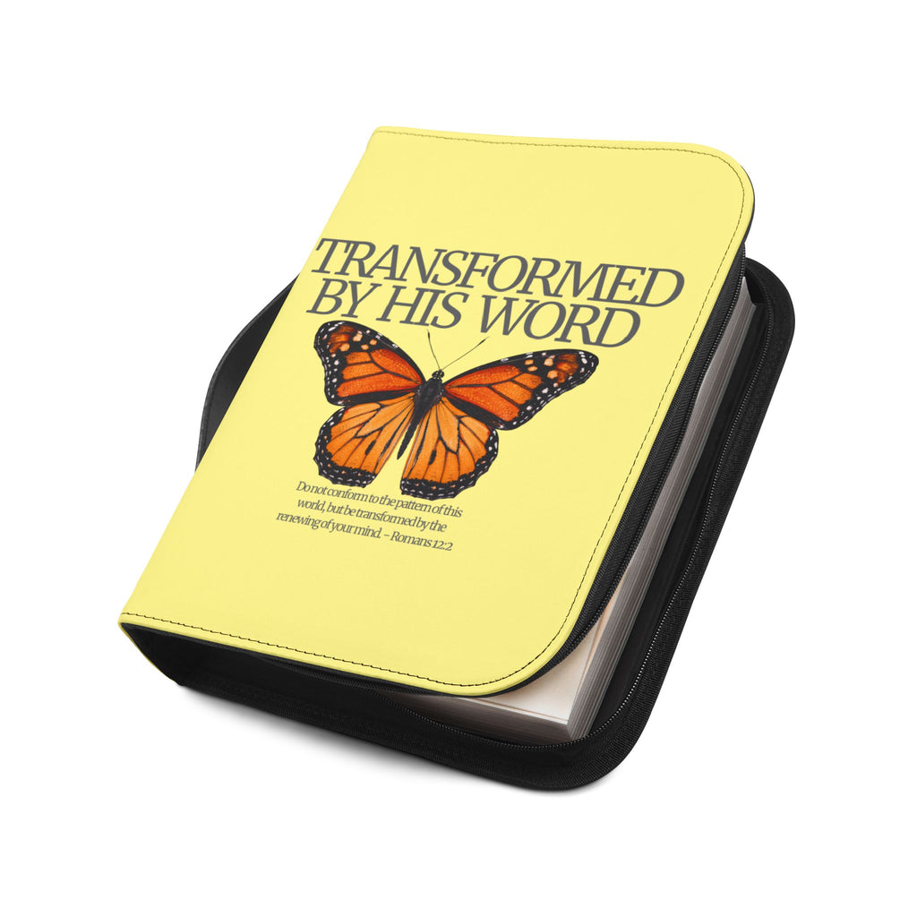 Bible Cover | Scripture 'Transformed By His Word' Butterfly Zippered Case