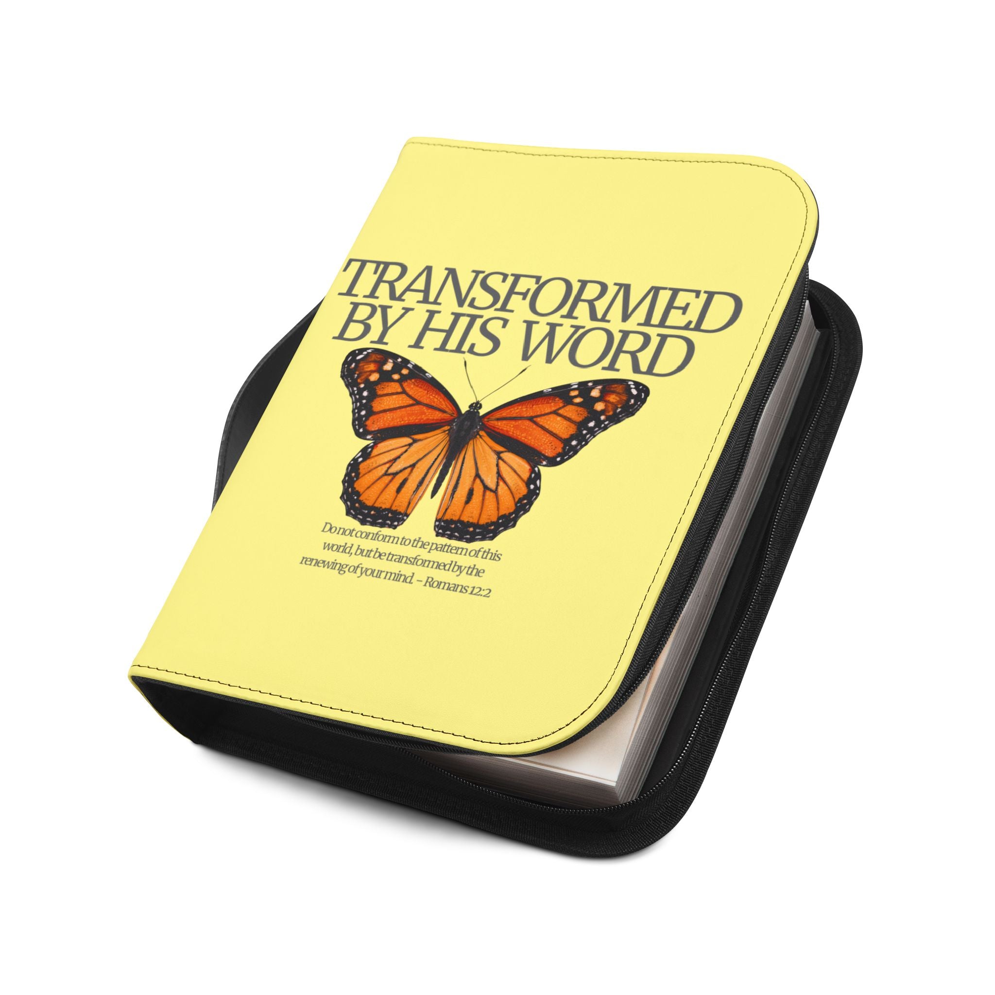 Bible Cover | Scripture 'Transformed By His Word' Butterfly Zippered Case