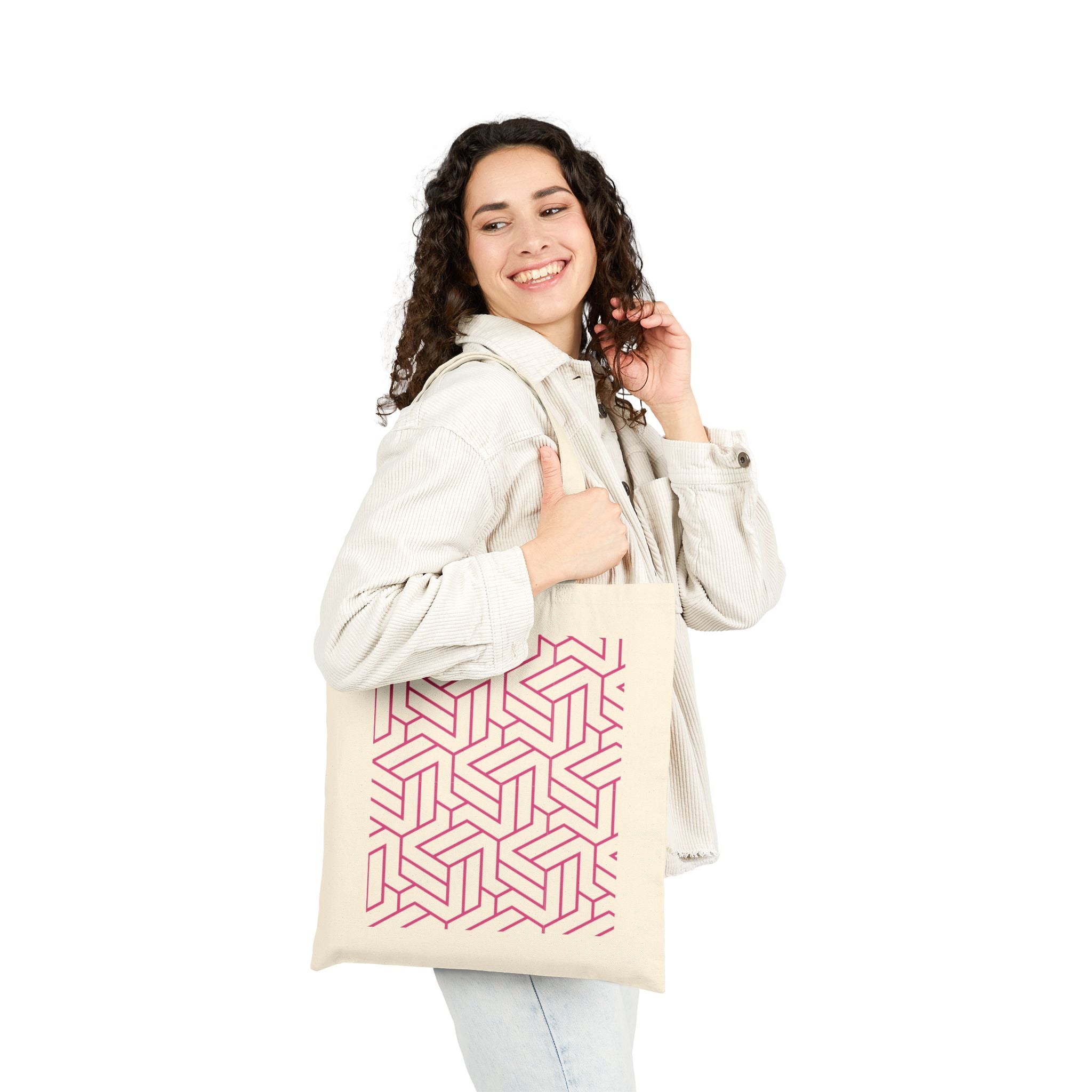 Tote Bag | Pink Optical Illusion Canvas Tote