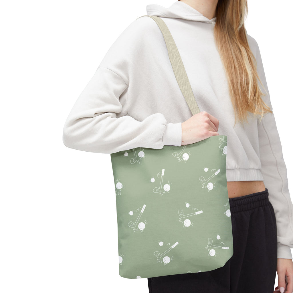 Tote Bag | Sage Green and Golf Pattern Shoulder Bag