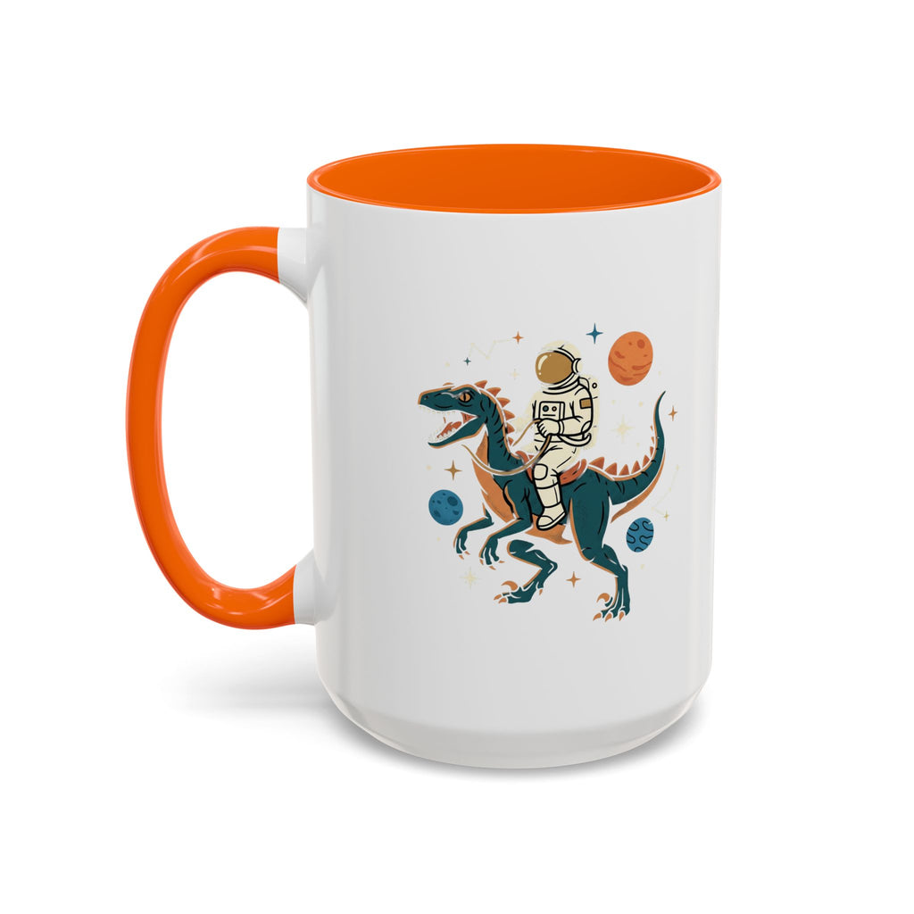 Coffee Mug | Astronaut Riding Velociraptor Accent Mug