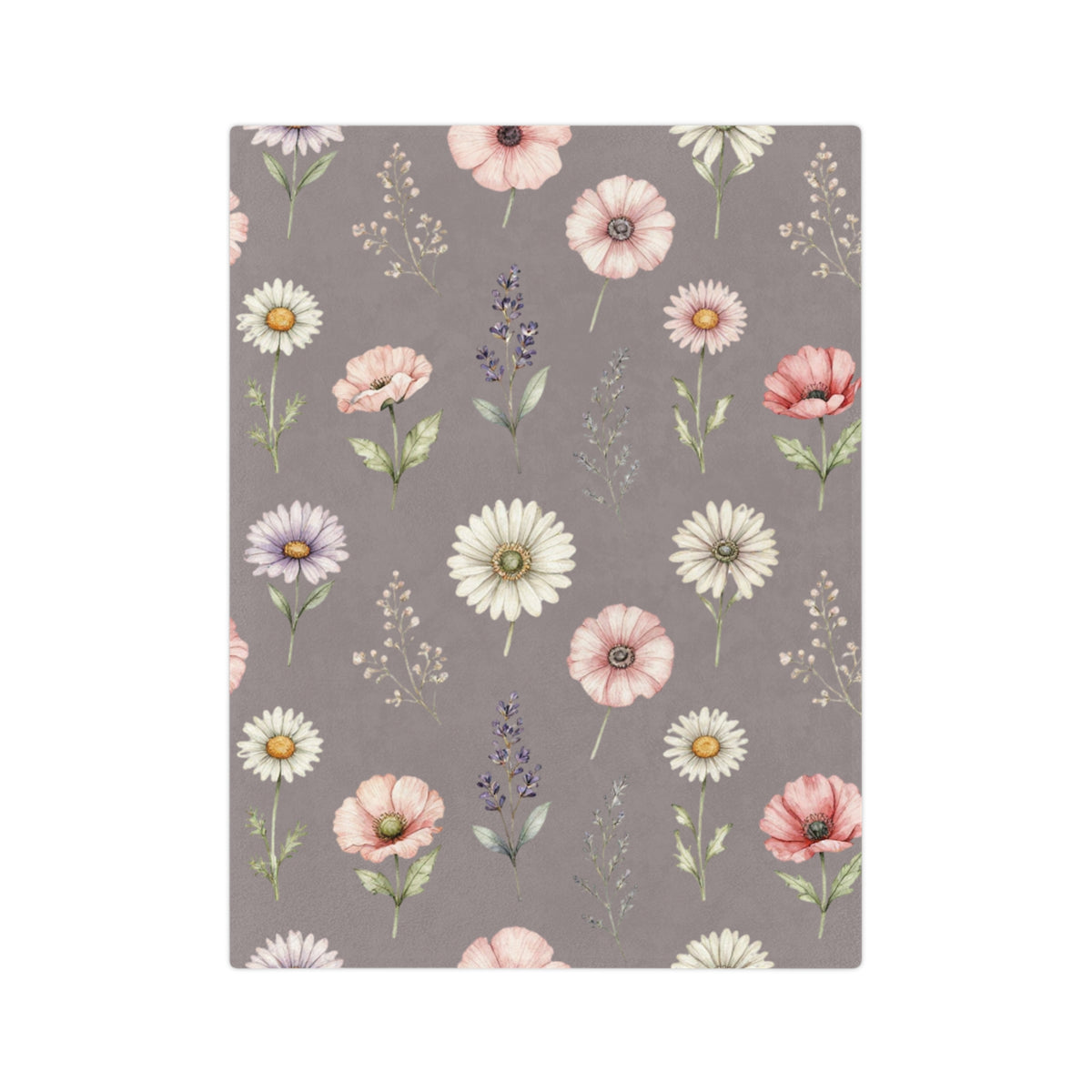 Wildflowers on Mauve Microfiber Throw