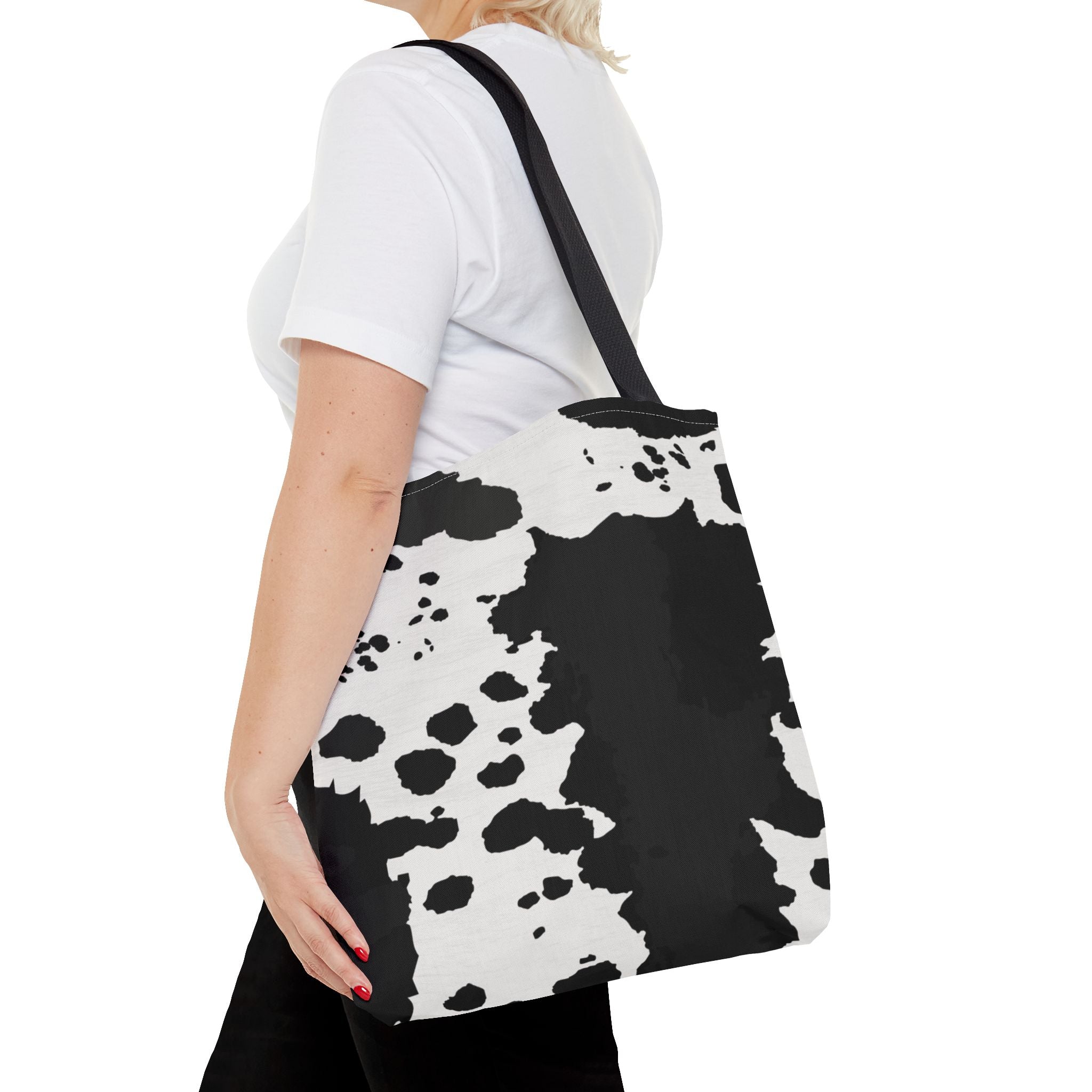 Tote Bag | Black & White Cow Print Patterned Shoulder Tote