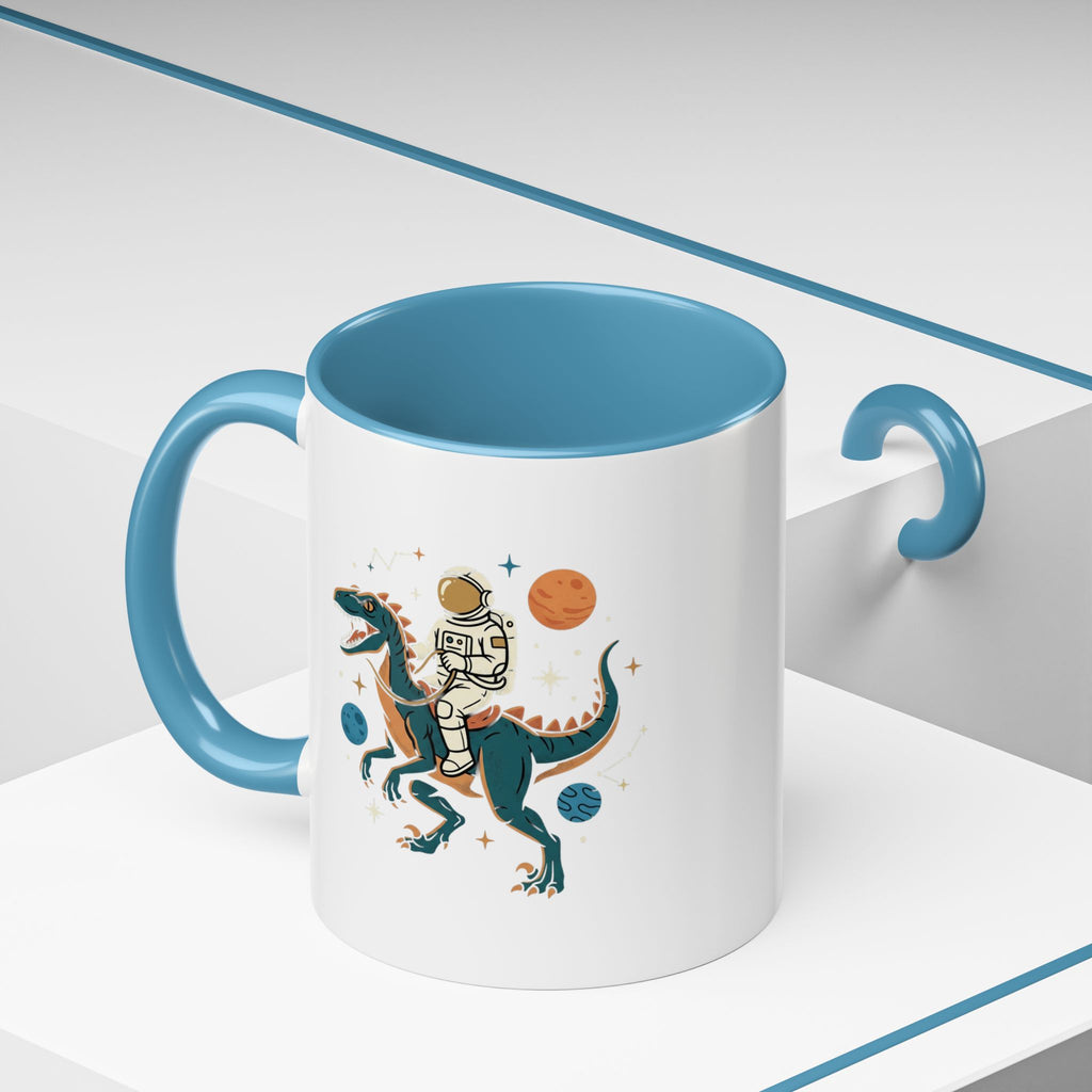 Coffee Mug | Astronaut Riding Velociraptor Accent Mug