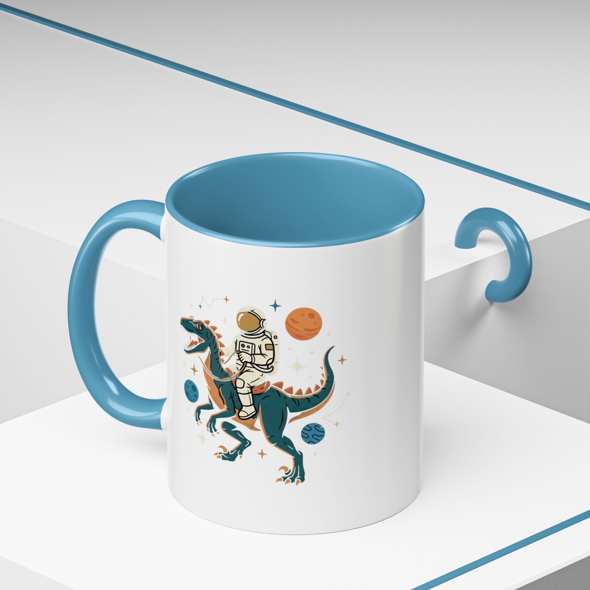 Coffee Mug | Astronaut Riding Velociraptor Accent Mug